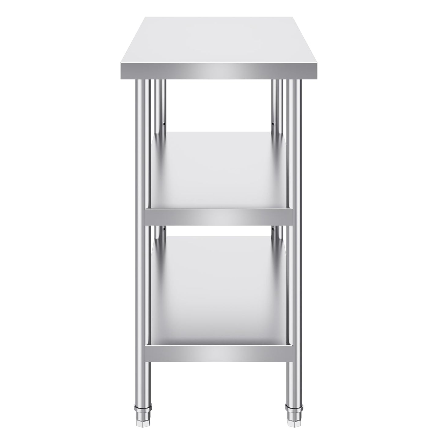 VEVOR Stainless Steel Food Prep Table, 18 x 36 x 34 Inch Commercial Kitchen Worktable, with 2 Adjustable Undershelf, Heavy Duty Prep Metal Work Table for BBQ, Kitchen, Home, and Garage