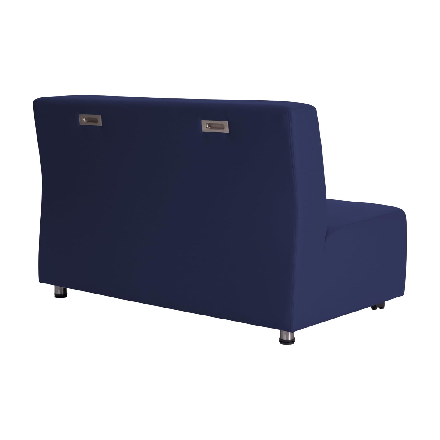 FDP Pro Series Upholstered Armless Mobile Sofa with Locking Casters for Portability Commercial Seating for Hotel Lobby, Office, Restaurant, Waiting Room, Home - Navy