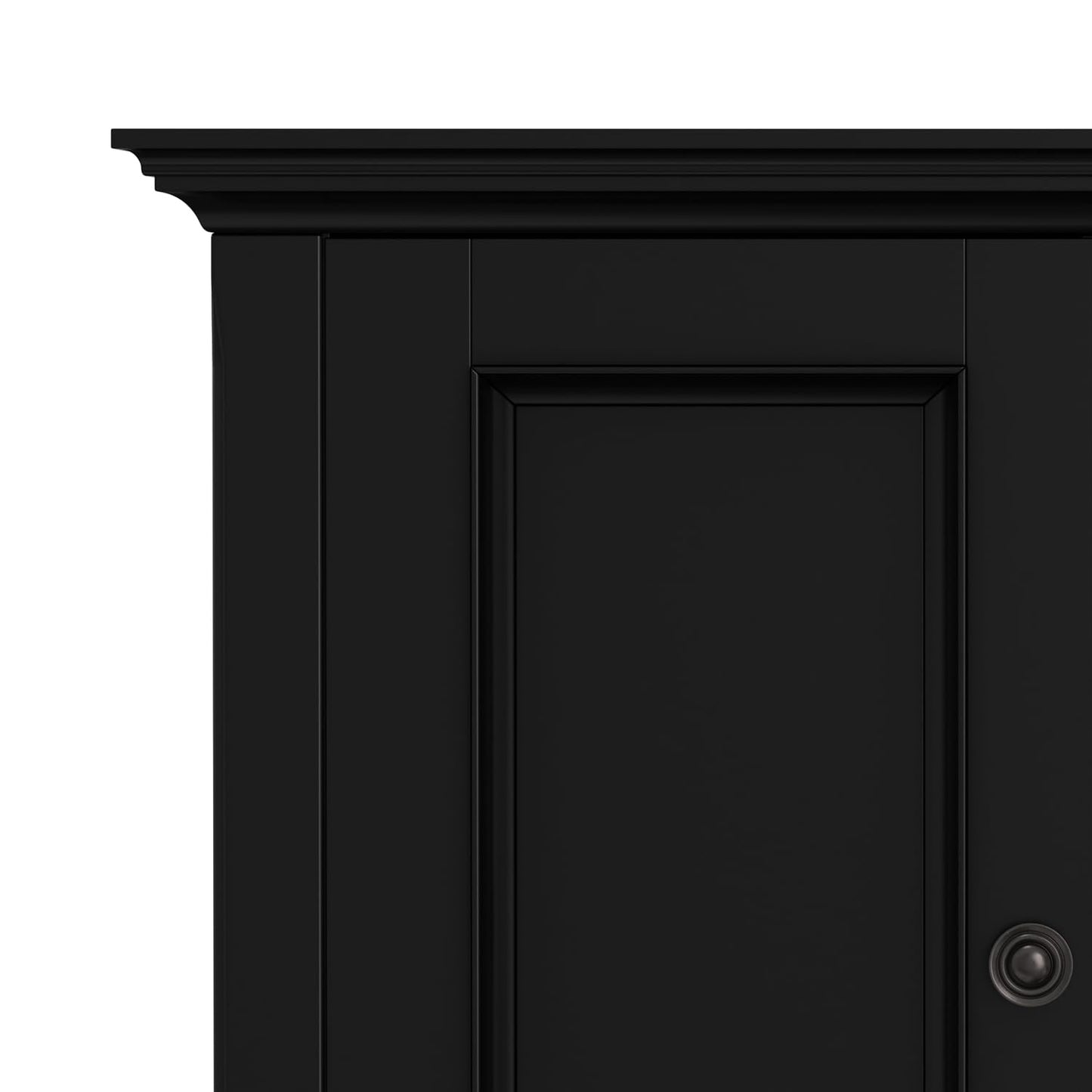 SIMPLIHOME Amherst 32-inch Wide Solid Wood Transitional-Style Low Storage Cabinet in Black for Living Room, Entryway, or Dining Area with Adjustable Shelves