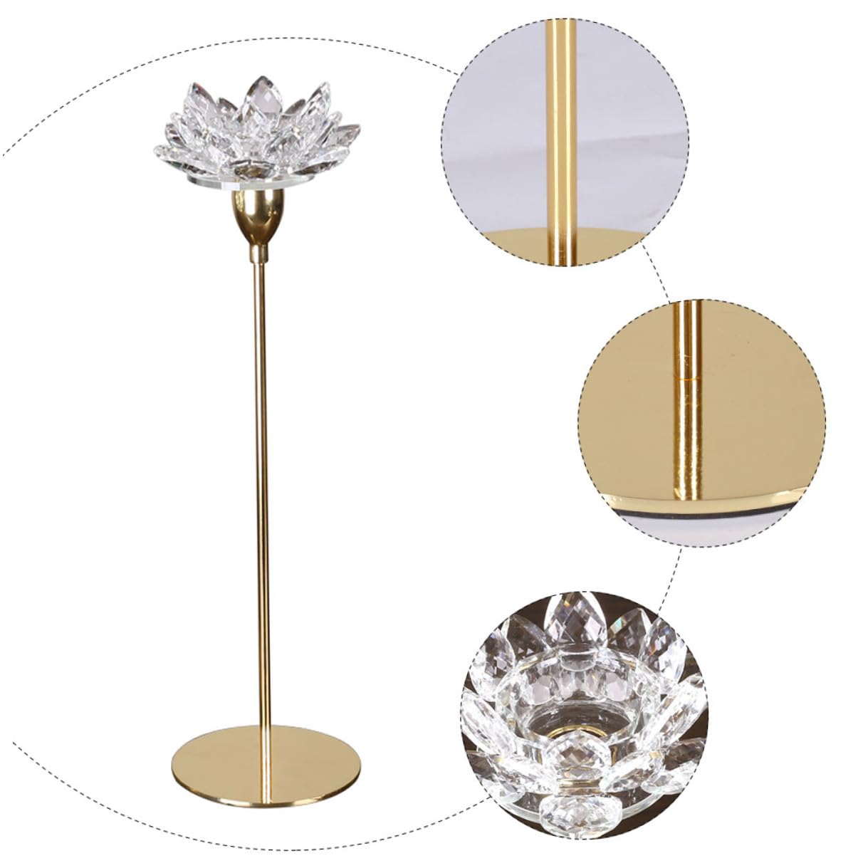 HOODANCOS Metal Crystal Lotus Candle Holder Small Gold, Dining Room Wedding Decorative Candlestick Stand, Romantic Flower-Shaped Candle Stick Holder for Home Decor