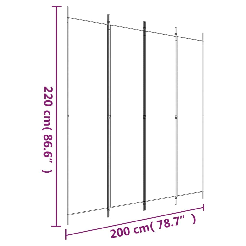 vidaXL 4 Panel Room Divider, Room Divider Privacy Screen Folding 4 Panel, Folding Divider Screen for Home Office, Modern Style, Anthracite Fabric