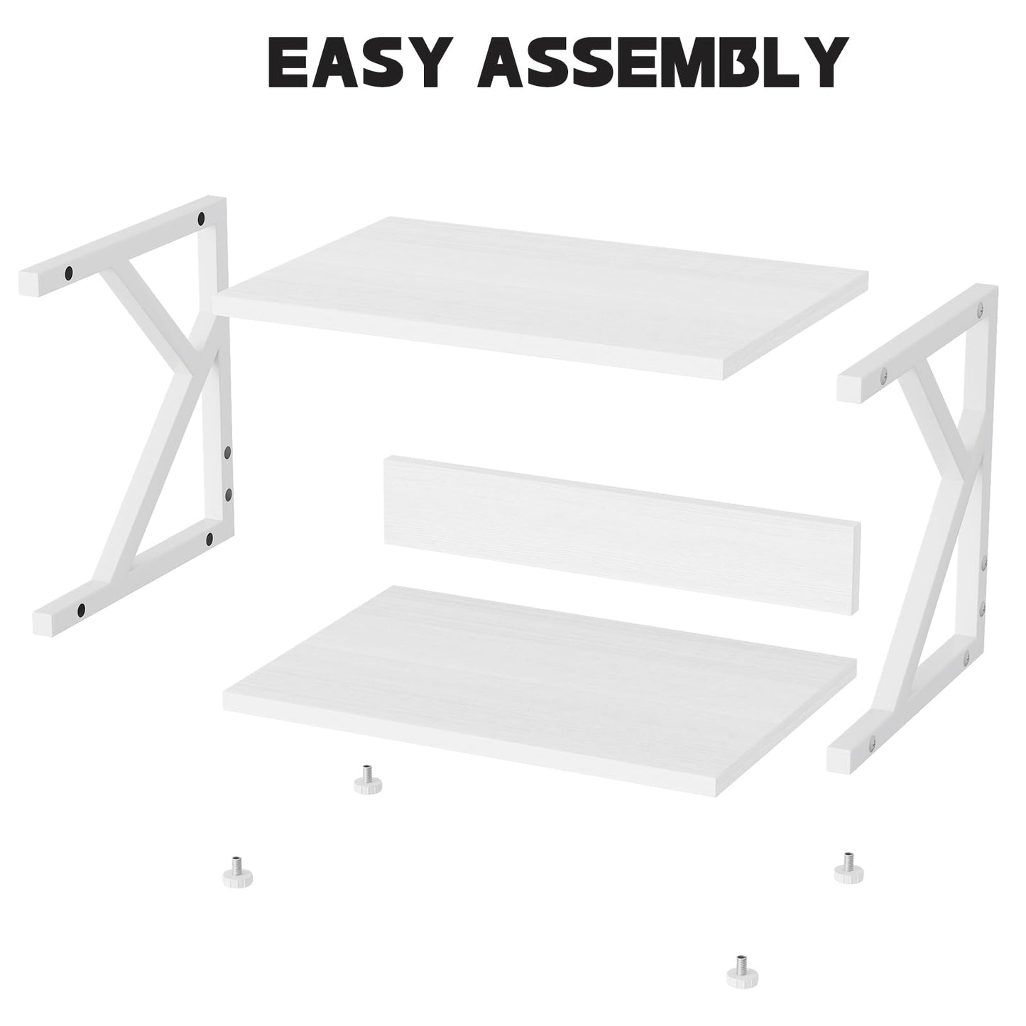 aboxoo Desktop Printer Stand with 2 Tier Wood Storage Shelves,Under Desk Printer Table,Multi-Purpose Home Office Desk Organizer for Fax Machine, Scanner (White)