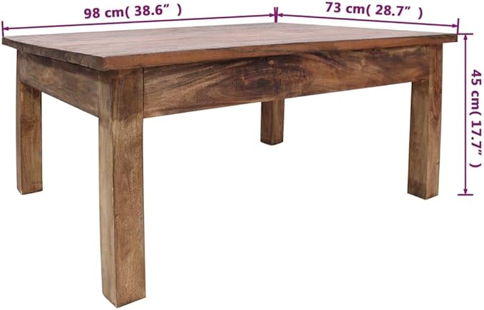 Wooden Coffee Table, Side Table Solid Reclaimed Wood 38.6"x28.7"x17.7" -AA