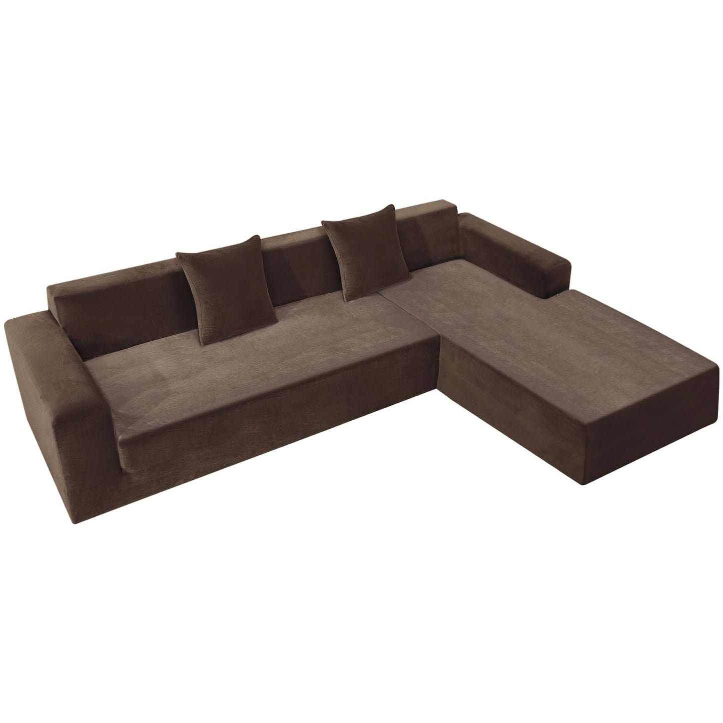 ZNSAYOTX 2026 Soft Velvet Sectional Couch Covers, Luxury Plush Slipcovers with Elastic Bottom for L Shape Sectional Sofa, 2 Pc Pet Friendly Protector (3 Seat Couch + 2 Seat Chaise, Dark Coffee)
