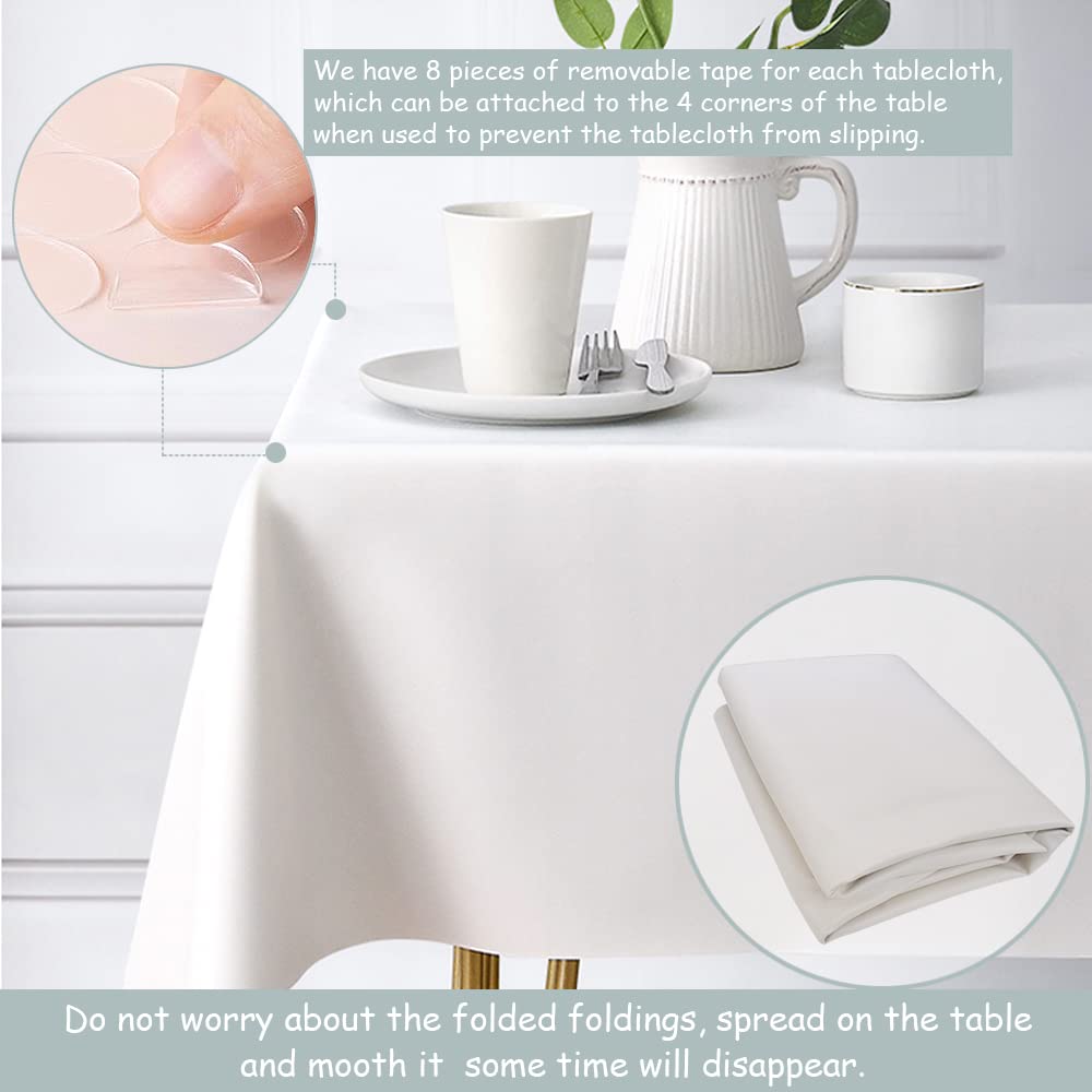 Aijoviko Table Cloth for Rectangle Tables Soft Leather Tablecloth Waterproof Wipeable Table Cover for Parties,Picnic and Camping Outdoor Tablecloths(Ivory 54"x84")