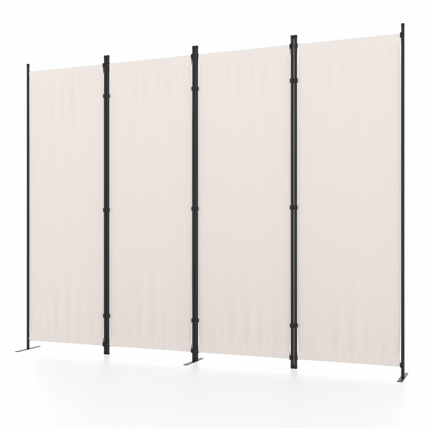 Kecreque Room Divider 4 Panel Partition Room Dividers & Folding Privacy Screens w/ 3 Metal Feet,88" W Portable Wall Doubles as a Dressing Screen Wall Divider for Office Bedroom Children's Room,White