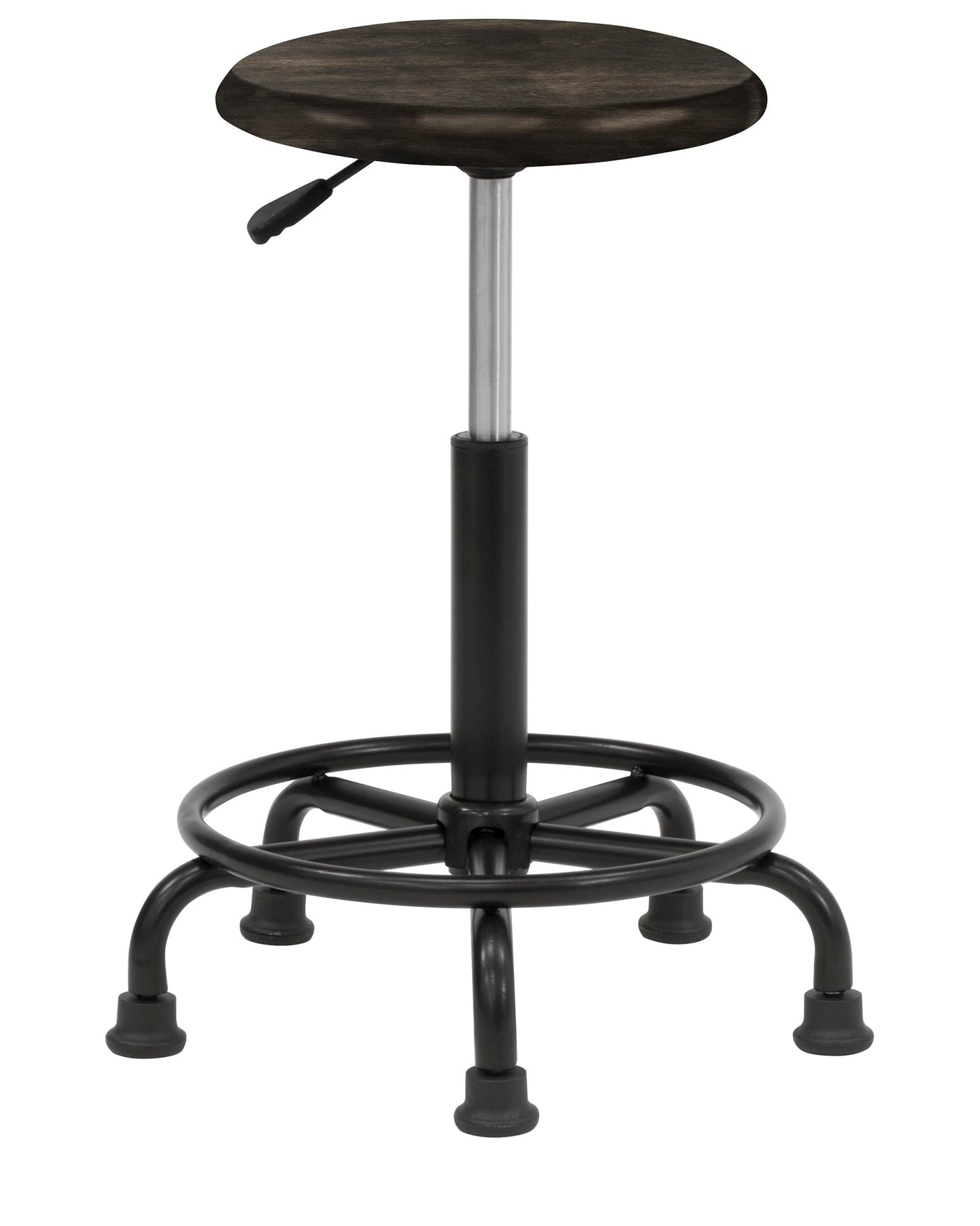 SD Studio Designs, Adjustable Height 19.25"-26" H, Foot Ring Retro Sitting Stool, Distressed Black