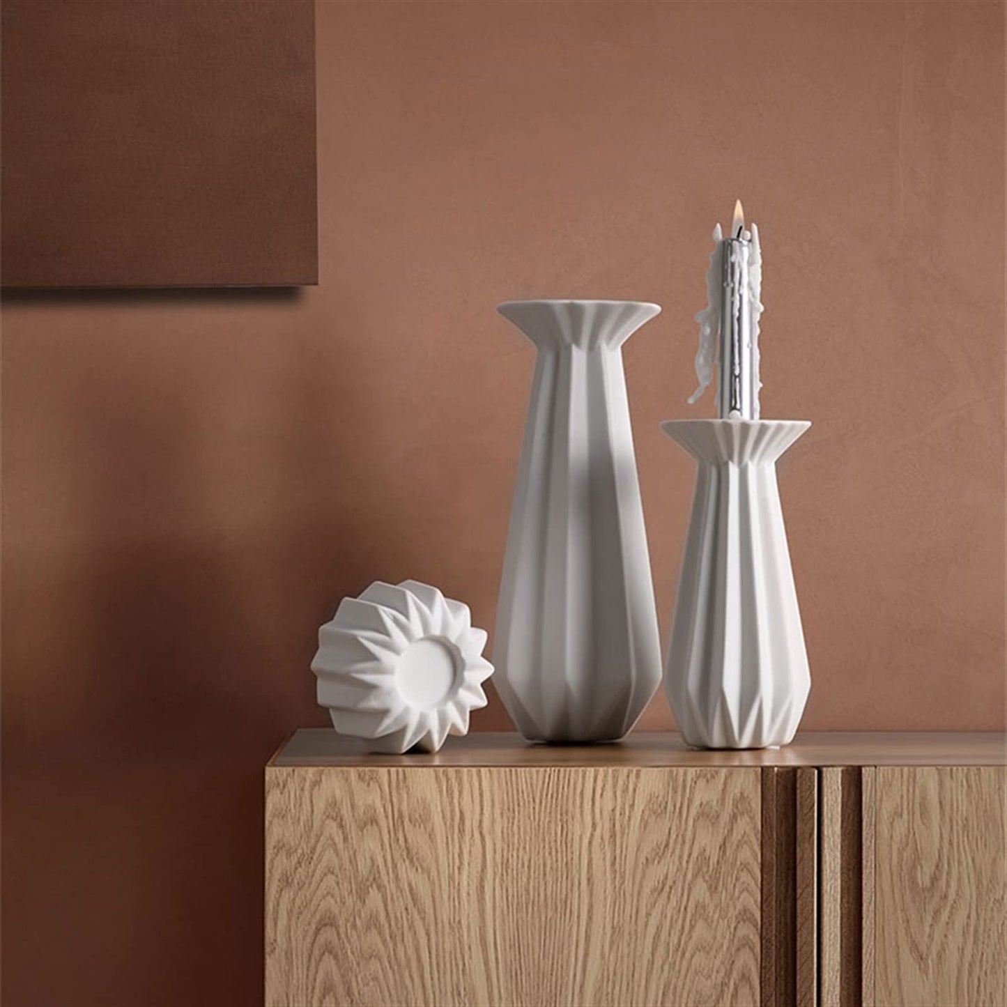 Decorative Candlestick Table Center Decoration White Candlestick Household Romantic Candlestick Ceramic Ornaments Candlestick