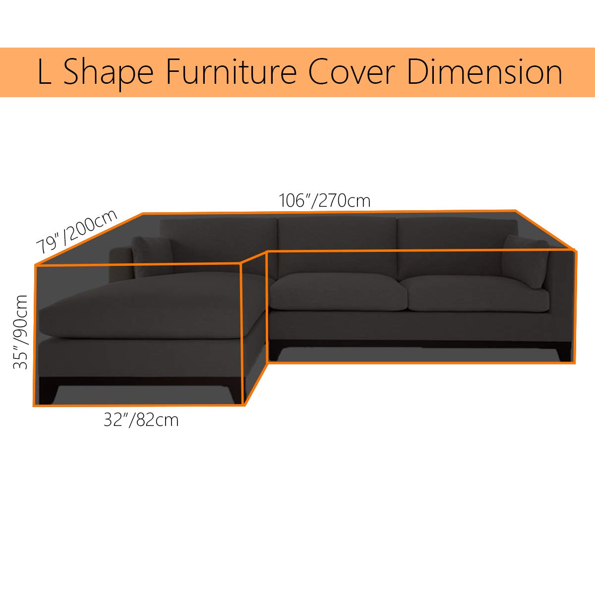 COOSOO Patio Sofa Cover Sectional Waterproof L Shape Corner Sofa Cover Outdoor Dust-Proof Anti-UV Furniture Couch Cover for Lawn Garden Yard Indoor with Windproof Buckle Extra Large Black