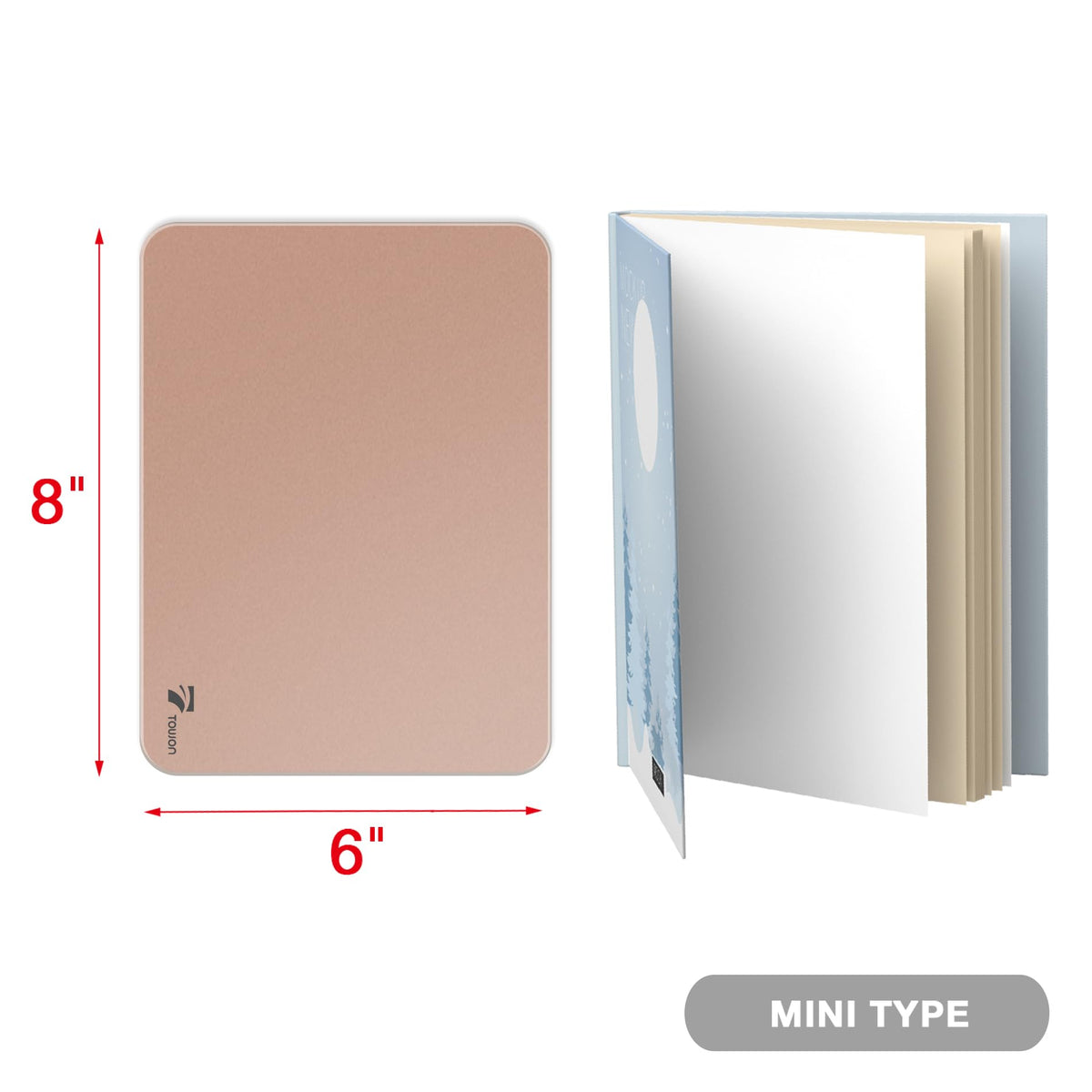 Rose Gold Glossy Mirror Mini Desktop Pure Glass Whiteboard, Small Desktop Dry Erase Board, Desk White Board Dry Erase with Accessories, Stenography Artifact for Office Homeschooling Décor, 8x6 Inches