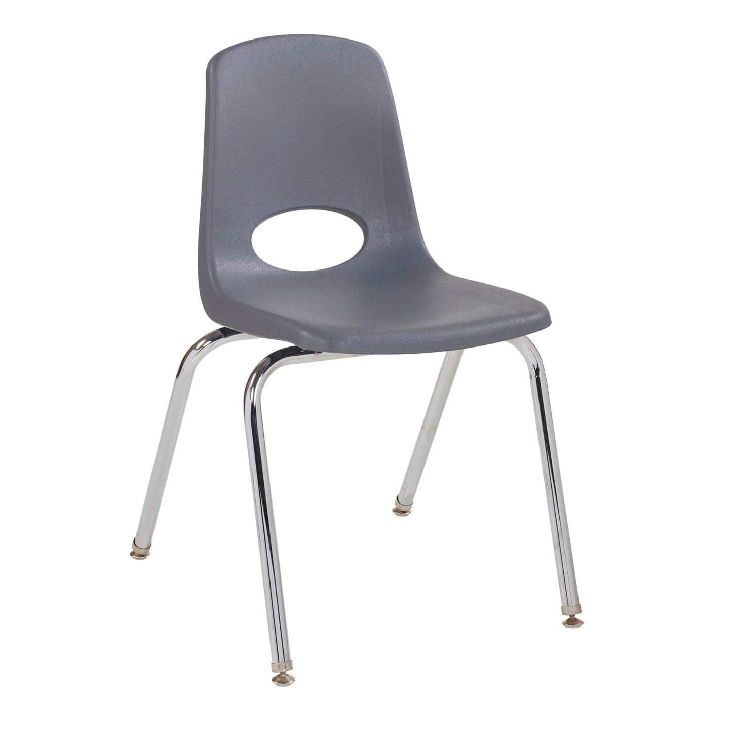 FDP 18" School Stack Chair, Stacking Student Seat with Chromed Steel Legs and Nylon Swivel Glides For In-Home Learning, Classroom or Office - Gray (5-Pack), 10371-GY