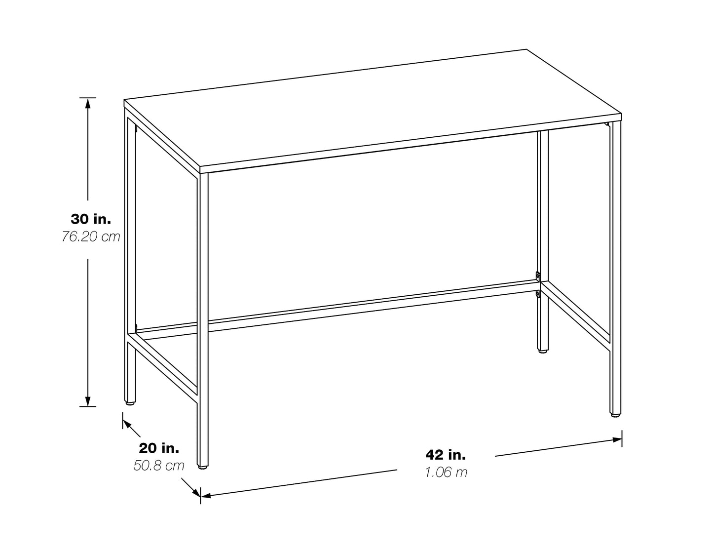 OSP Home Furnishings Contempo 42-Inch Desk, Ash