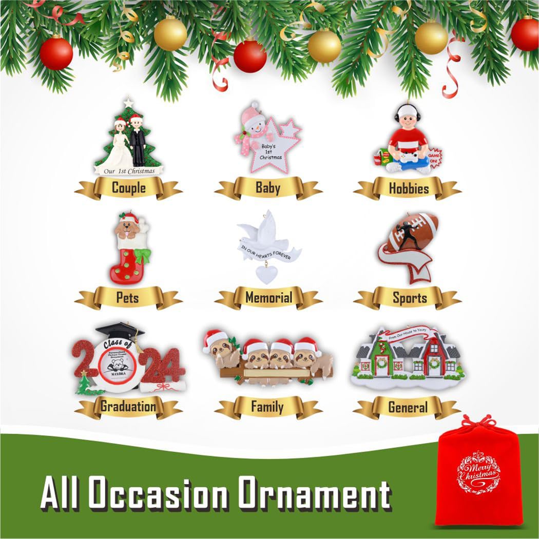 MAXORA Personalized Large Family Christmas Mitten Ornament 2026 - Mantel Gloves Family of 13 Christmas Tree Decor, Red Green Mittens Gift for Grandchildren, Siblings and Grandparents
