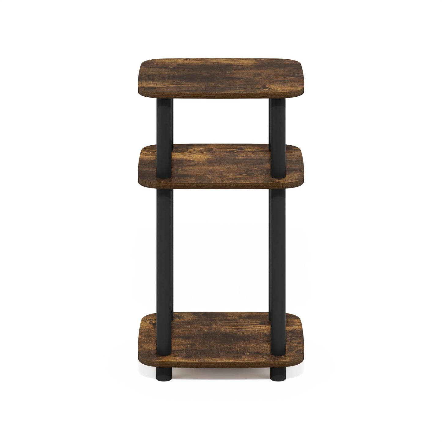 Furinno JUST Night Stand, 3-Tier Turn-N-Tube Nightstand with Open Shelf, Round Curve Corner Side Table, End Table, Easy Assembly, for Living Room, Bedroom, Amber Pine