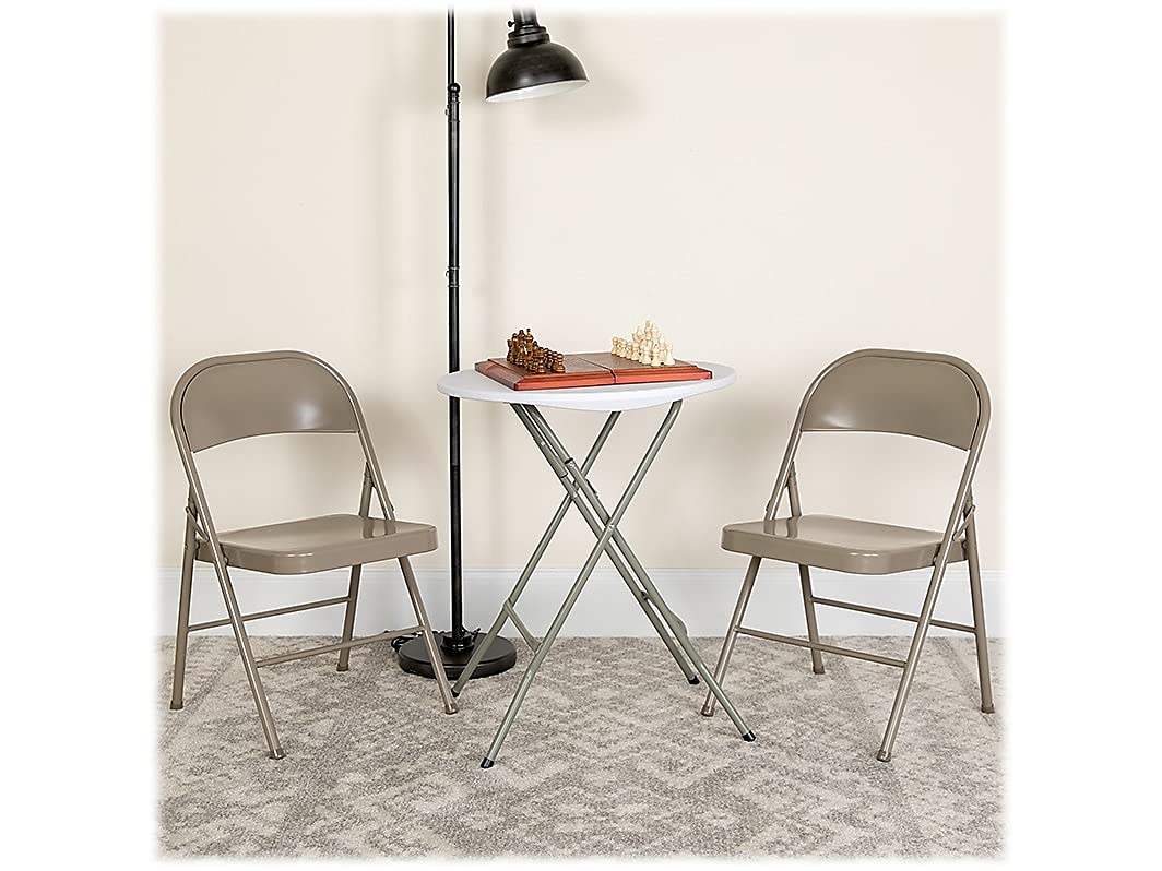 Flash Furniture 2 Pack HERCULES Series Double Braced Gray Metal Folding Chair