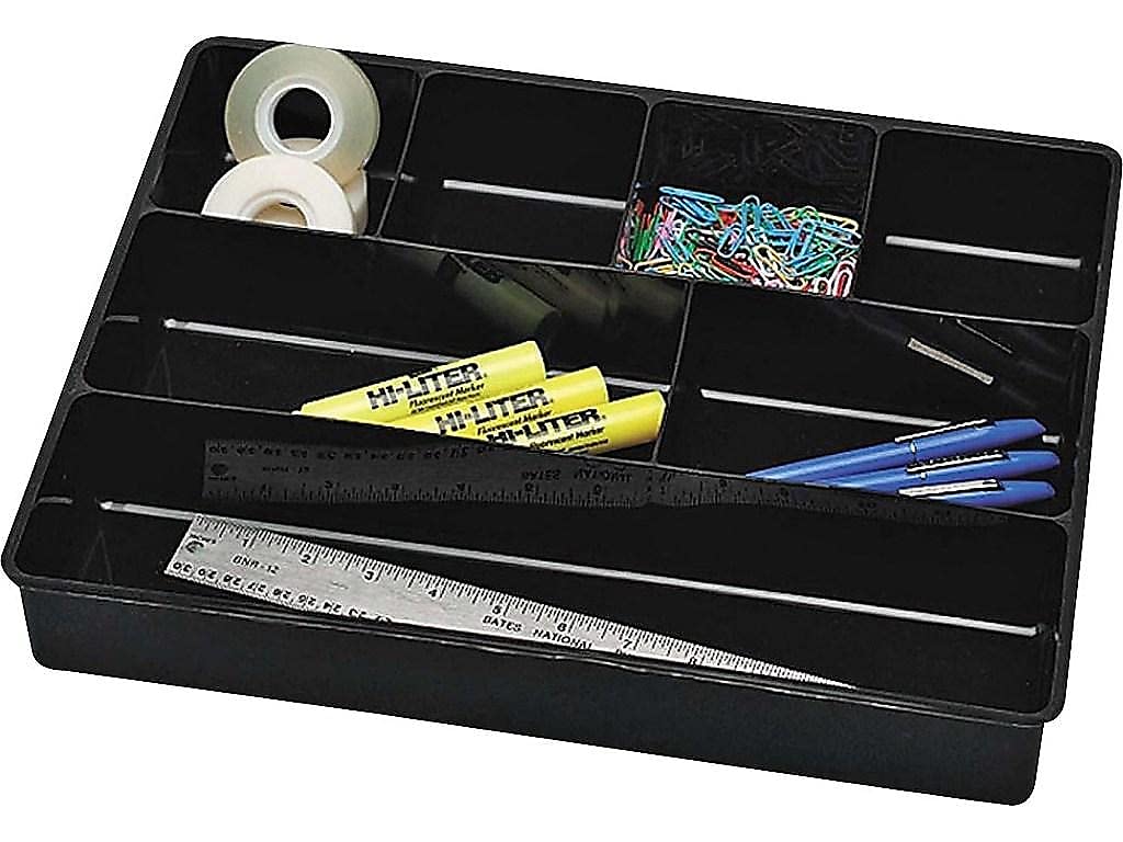 Rubbermaid Extra Deep Desk Drawer Director Tray, Plastic, 11.875 x 15 x 2.5 Inches, Black