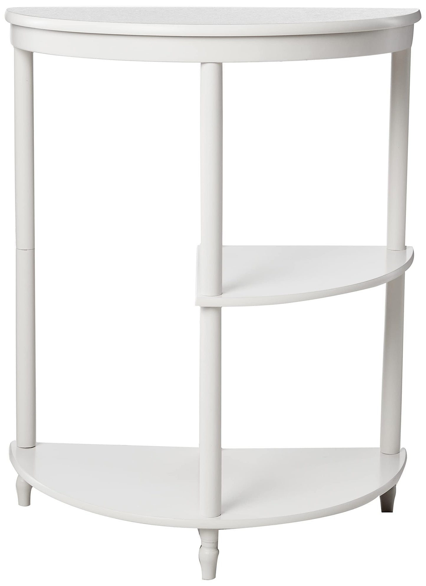 Frenchi Home Furnishing Half Moon Console Table, White, 14.38 in x 26.6 in x 6.5 in