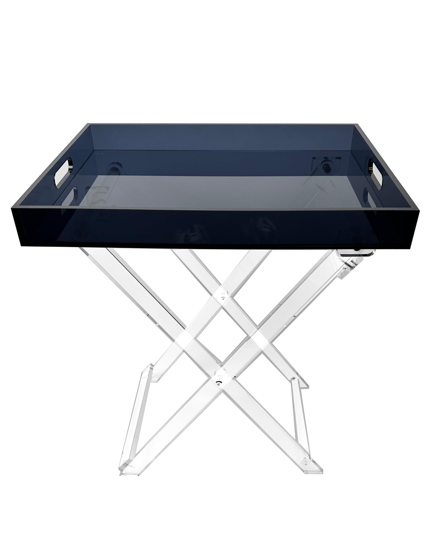 Designstyles Acrylic Folding Tray Table – Modern Chic Accent Desk - Kitchen and Bar Serving Table - Elegant Clear Design (Smoked and Clear)