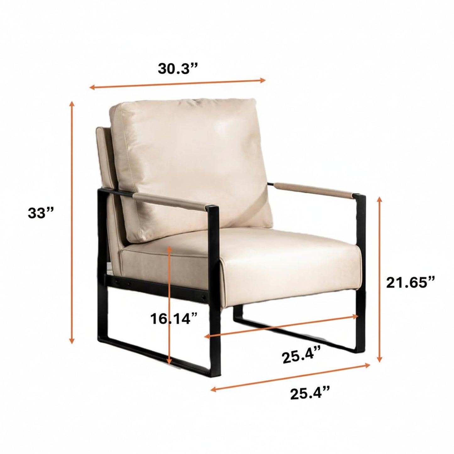 Container Furniture Classic Mid Century Modern Accent Chair with Durable Square Metal Frame, Armchair for Living Room, Bedroom, Home Office in Spotted Microfiber Upholstery, Light Camel