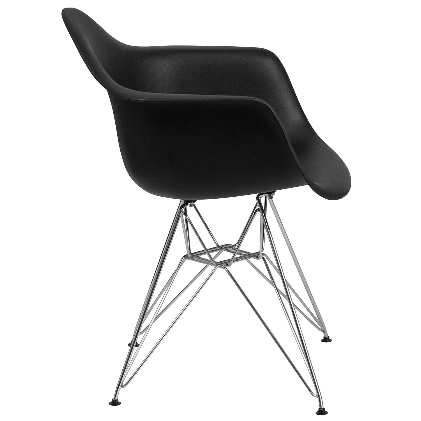 Flash Furniture Alonza Series Black Plastic Chair with Chrome Base