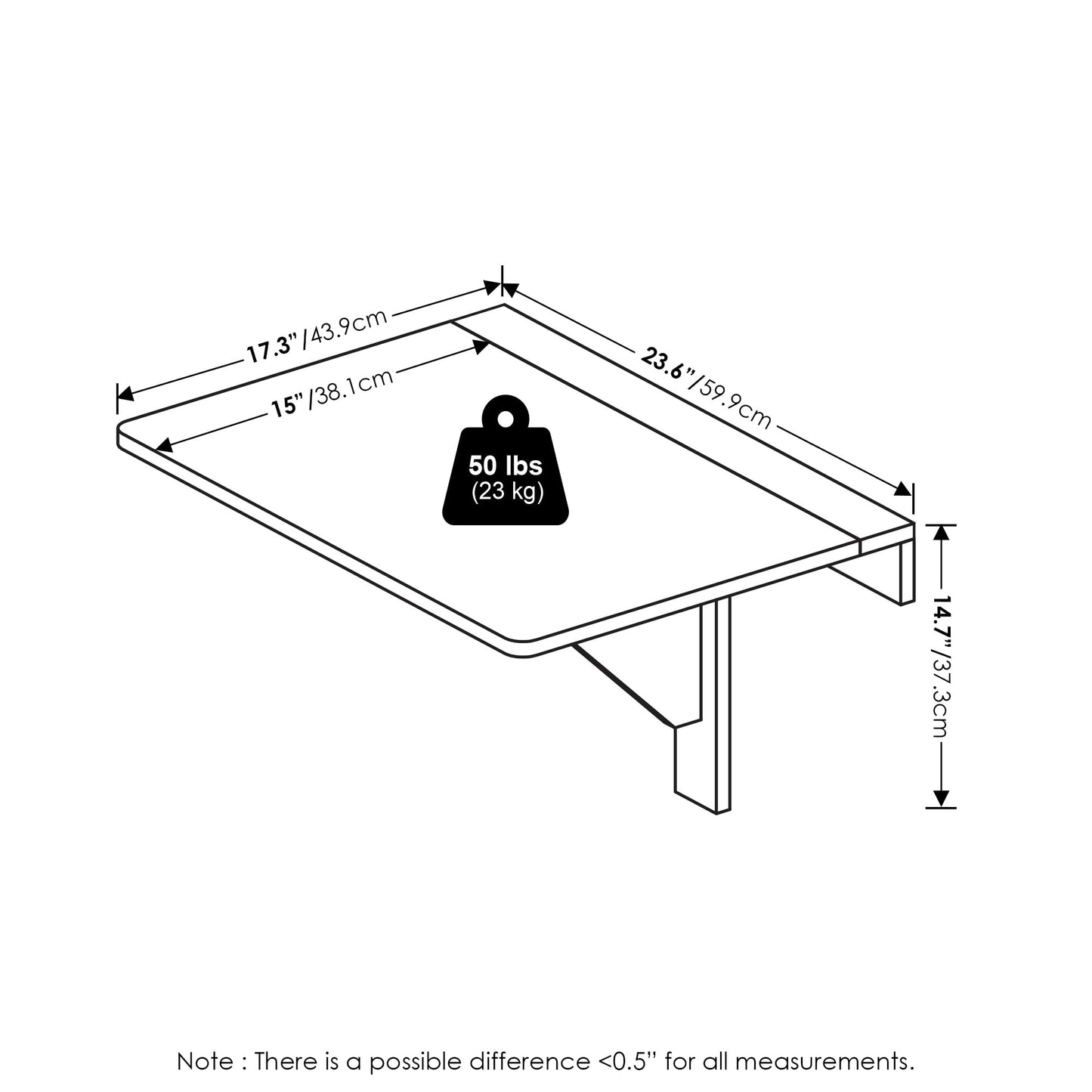 Furinno Hermite Wall Mounting Folding Table, Espresso