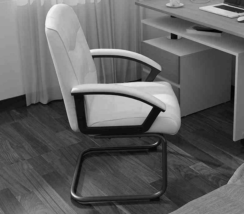 SIDUFHAOPKLL Office Elements Classic Replica Chair - Vegan Leather, Thick high Density Foam, Chrome arms Visitors in PU Suitable for and Home (White or Black)(D)
