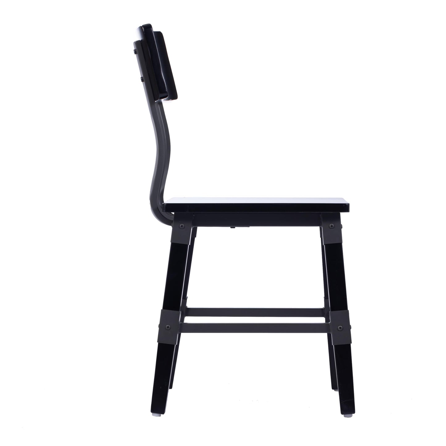 Flash Furniture Jackson Commercial Industrial Wood Dining Chair, Solid Beechwood Frame, Support Bar, Set of 2, Black