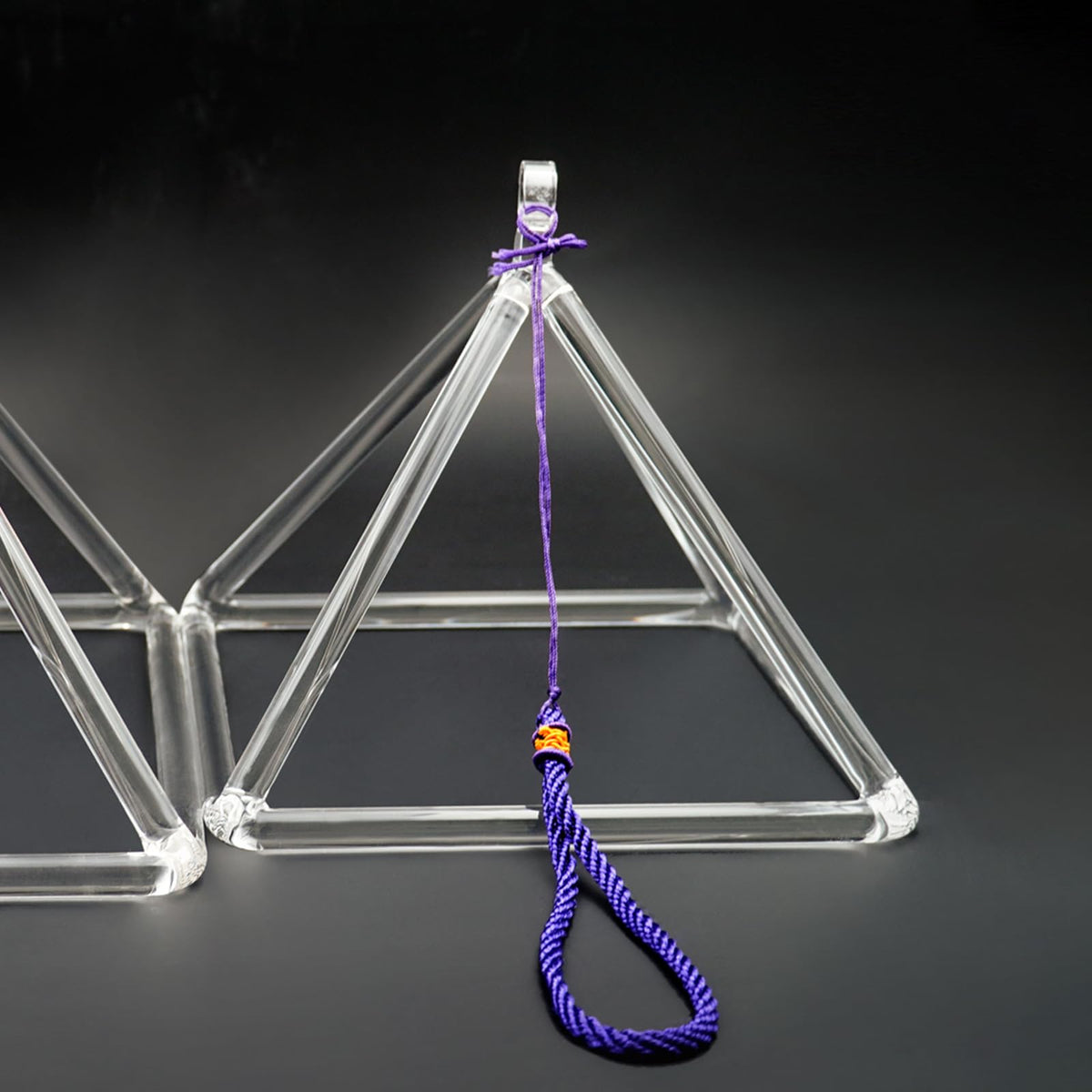 Hye-eun Crystal Singing Pyramid, Clear 8 inch Quartz Pyramid with Crystal Singing Bowl Stick and Purple Rope
