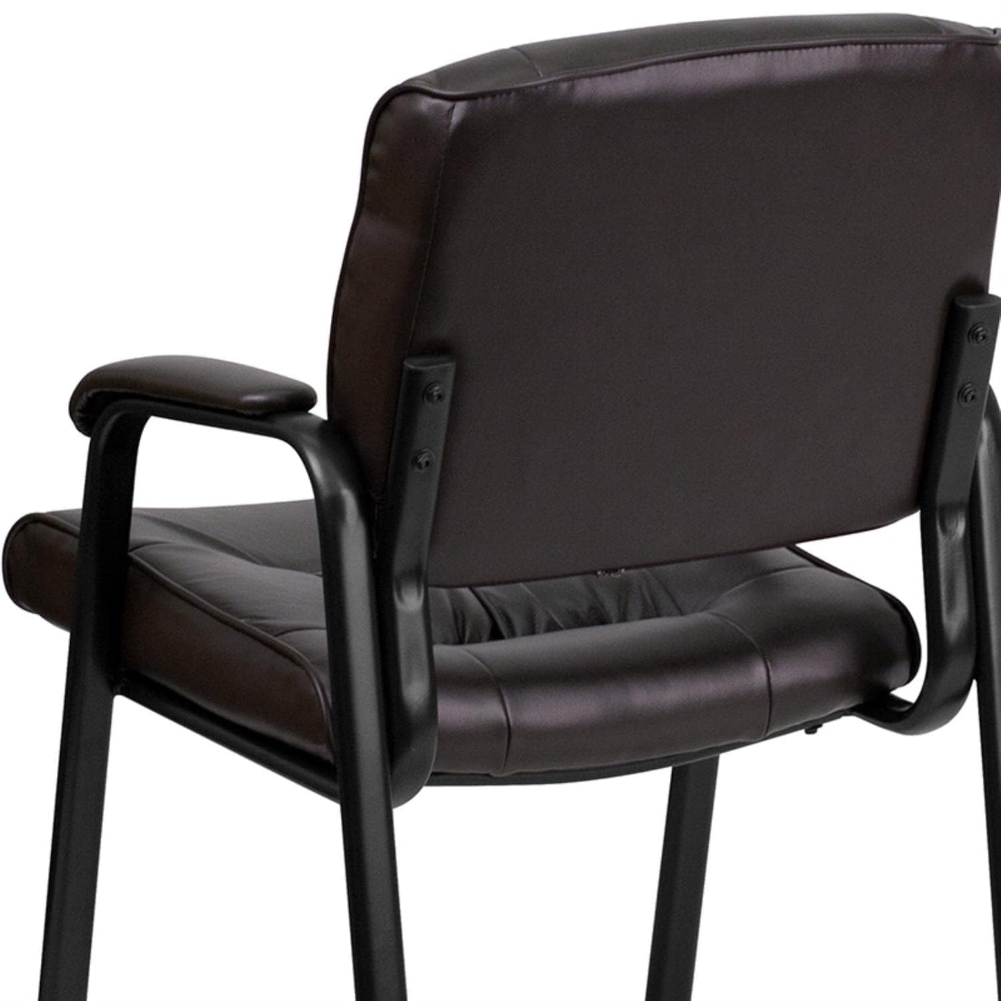 Flash Furniture Haeger LeatherSoft Tufted Executive Reception Chair with Padded Armrests, Upholstered Side Chair for Living Room or Office, Brown