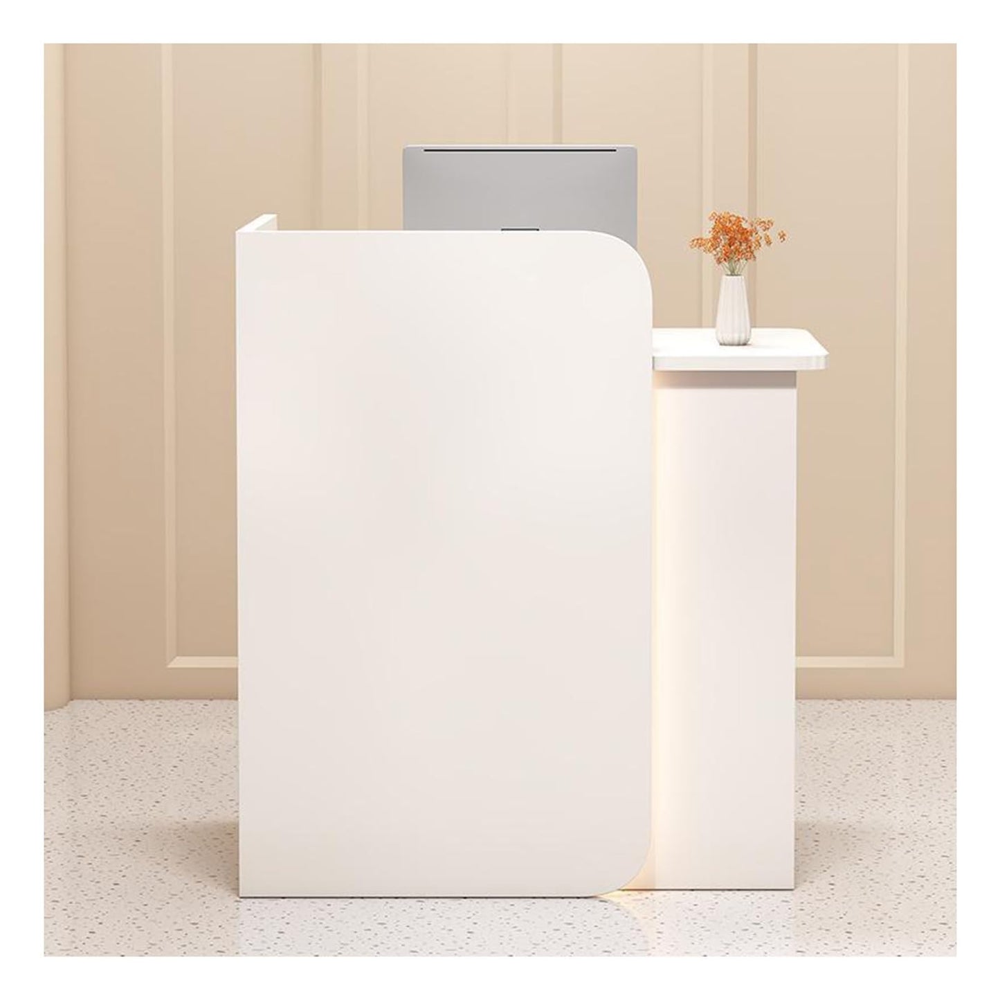 Reception Desk with LED Lights,Front Counter Desk with Lockable Drawer,Retail Checkout Counter,Modern Receptionist Desk for Supermarket Convenience Store Hotel Lobby