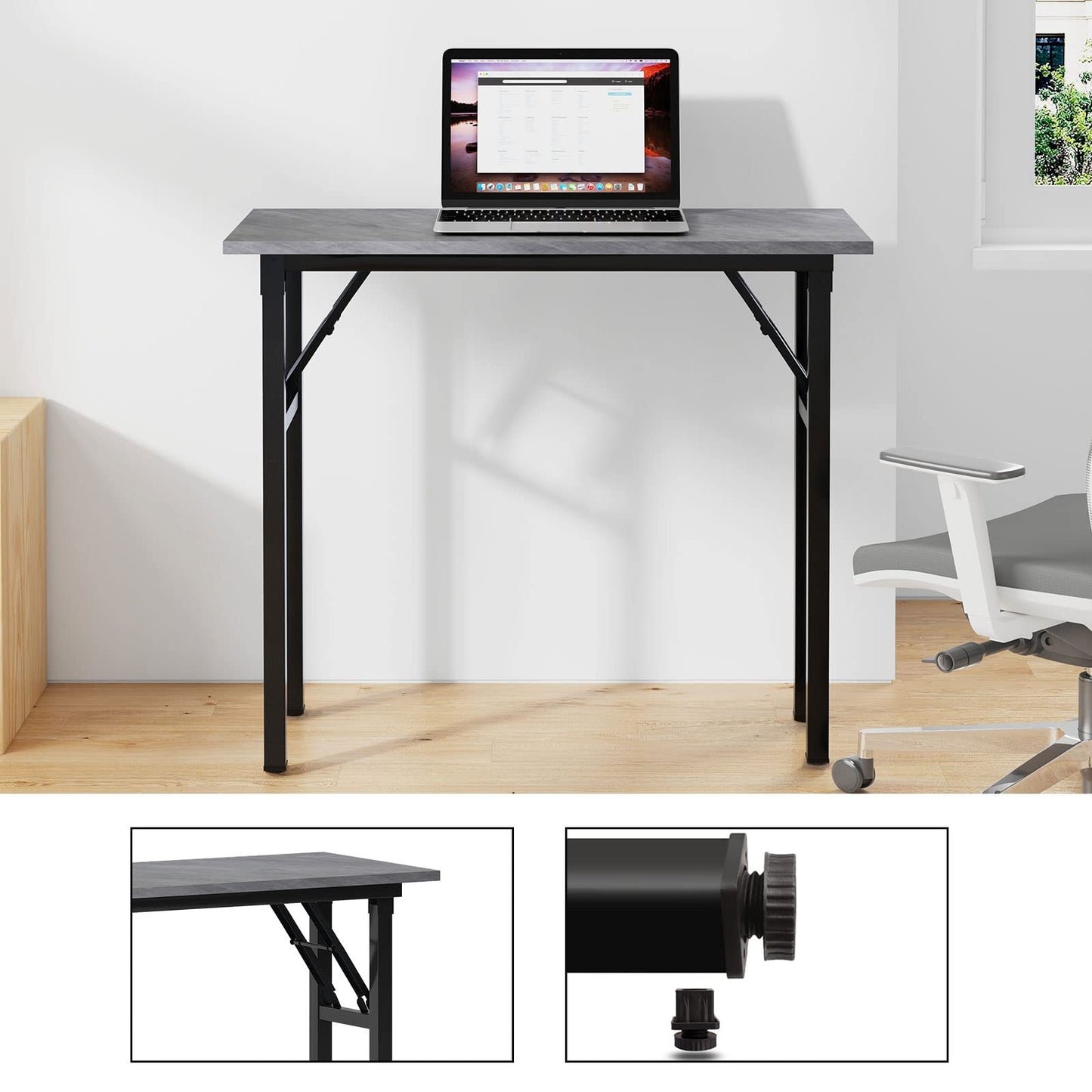 Need Small Desk, 31.5 x 15.7 Inches No Assembly Foldable Writing Table,Sturdy and Heavy Duty Folding Computer Desks for Small Space/Home Office/Dormitory AC5LB(80 * 40)