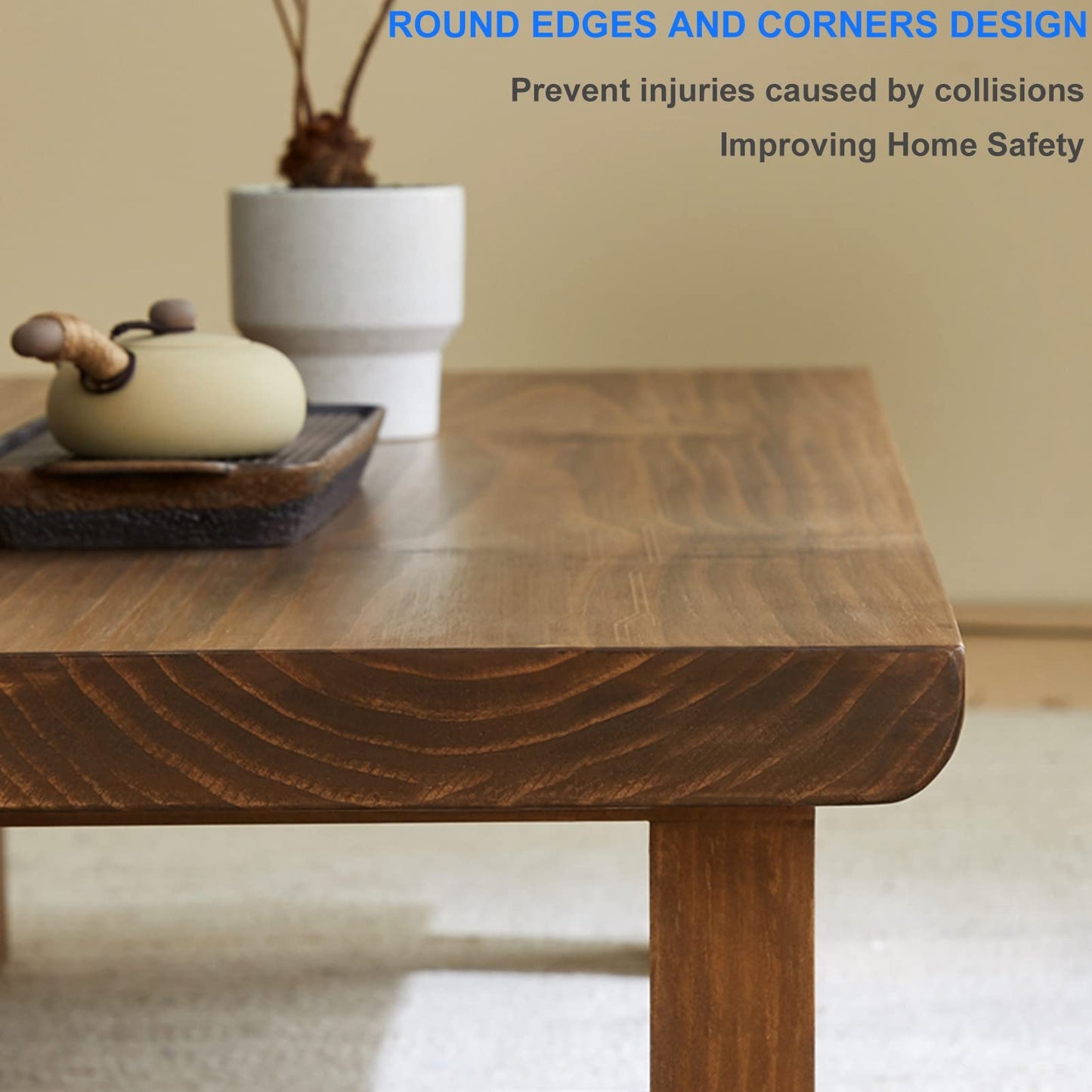 GHHDPXM Japanese Style Low TableMultifunctional Rectangle Wooden Farmhouse Coffee Table for Living Room Zen Floating Sitting Table & Laptop Desk (Color: A Size: 100x60x38cm)