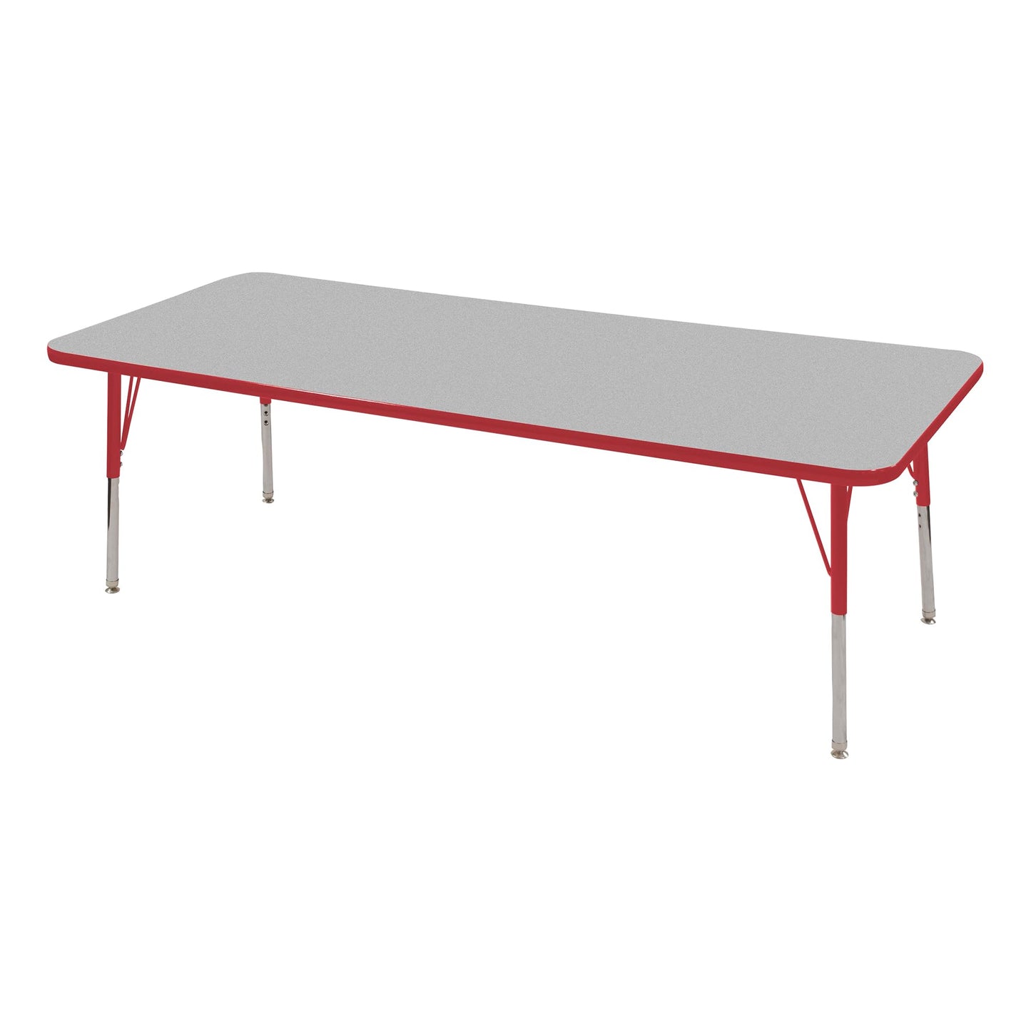Norwood Commercial Furniture Adjustable Height Classroom Activity Table for Kids & Adults, Rectangular Activity Table for School and Home, Gray Nebula/Red, 24" W x 48" L