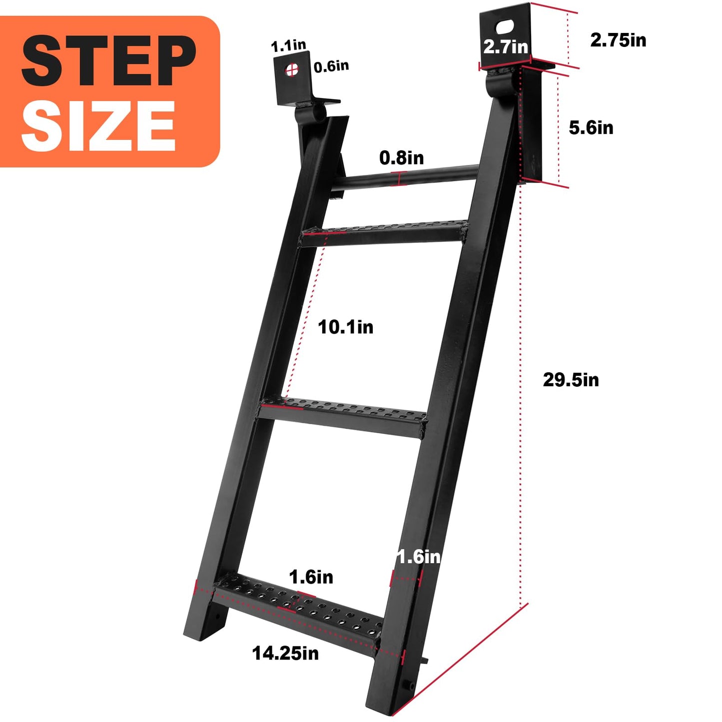 3-Rung Truck Retractable Steps for Pickup Trailer Bed Stepper Non-Slip Tread L-Shaped Bracket Black Flatbed Truck Hitch Ladder Universal