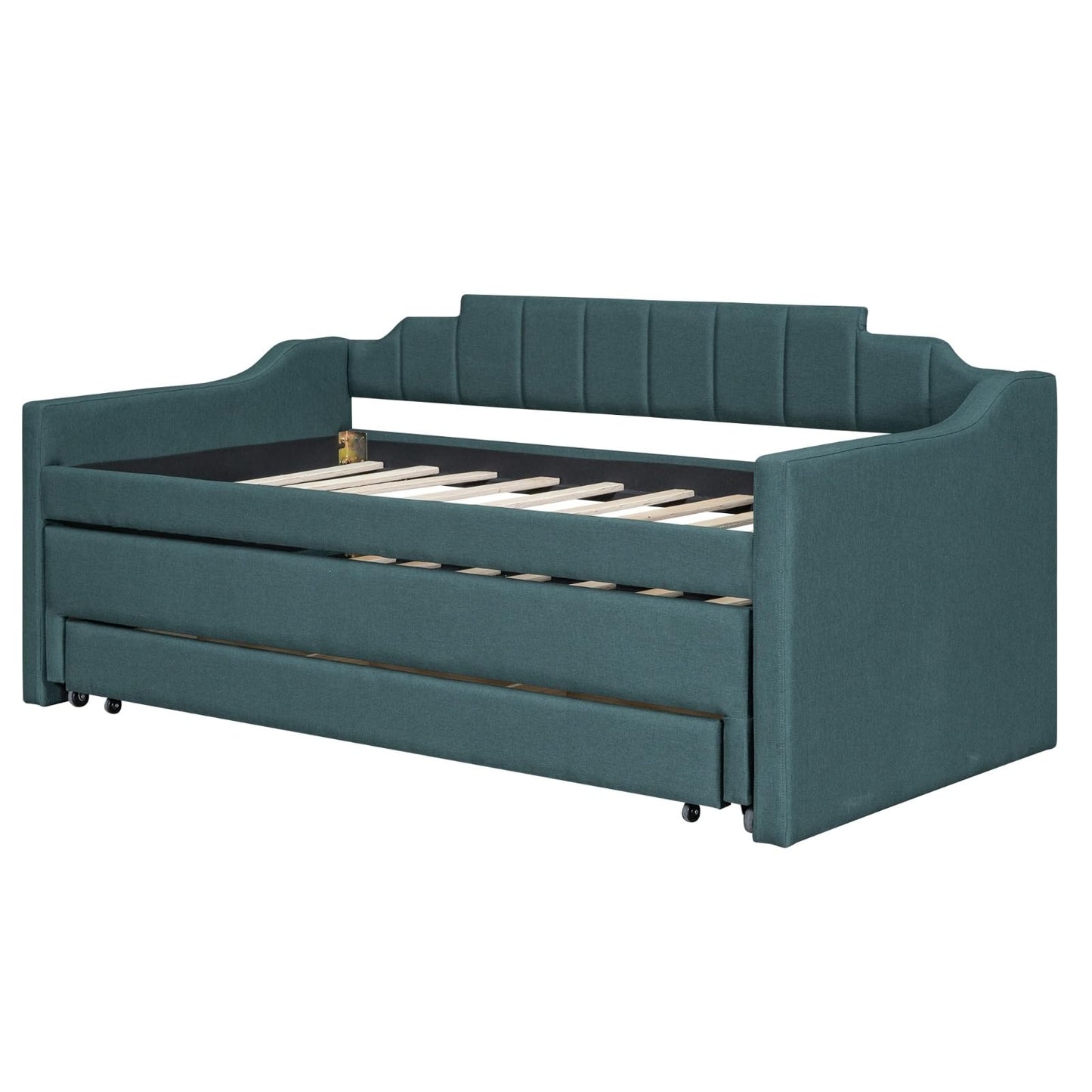 Bnyifoqi Green Upholstered Daybed with Trundle & Storage Drawers, Twin Size