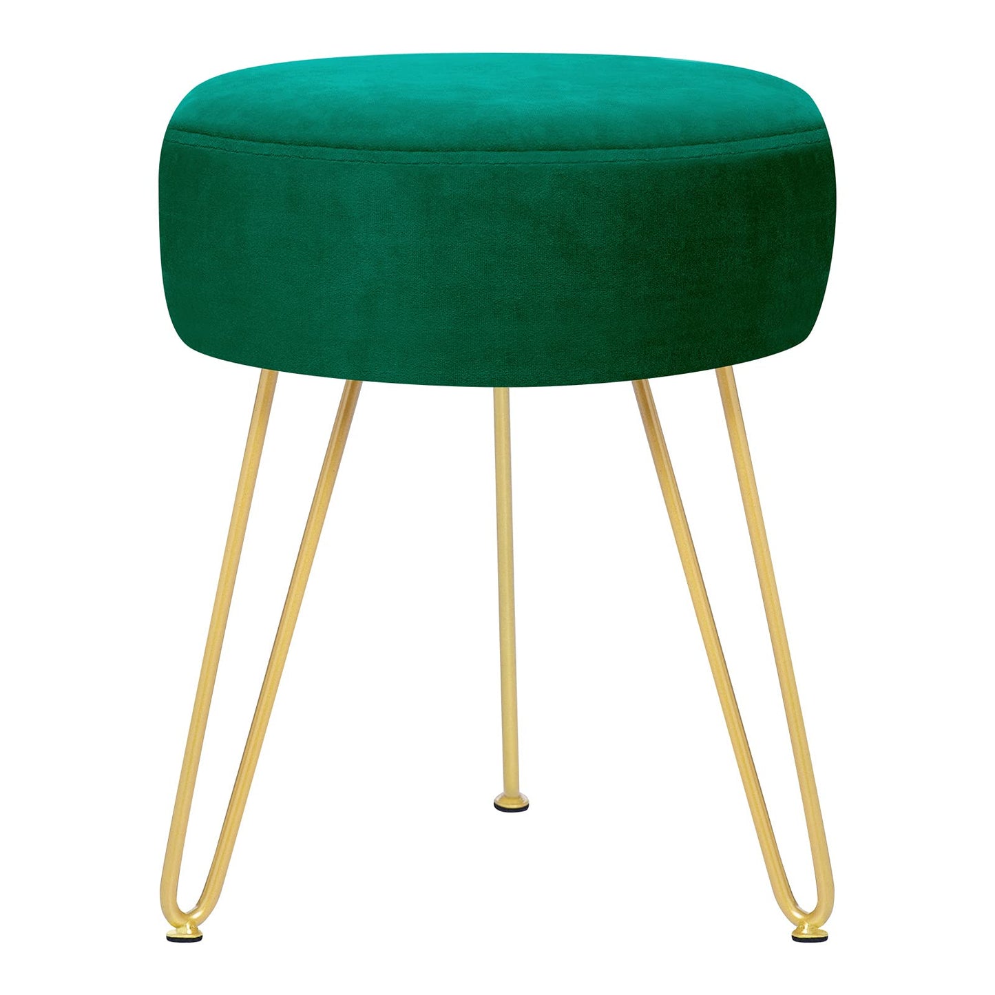 YOONIC Velvet Soft Modern Vanity Footstool -Round Footrest Stool Ottoman Side Table Seat Dressing with Golden Metal Leg and Sponge Filling,Upholstered Foot Rest, for Living Room and Bedroom Teal