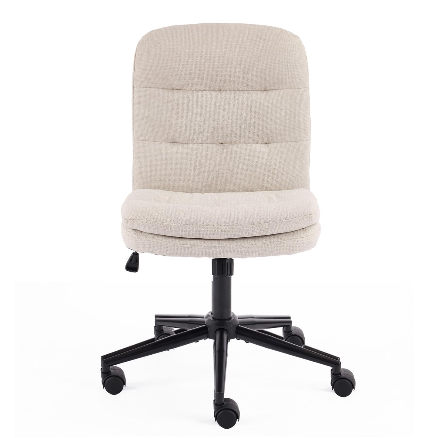 VINGLI Mid Back Armless Office Desk Chair with Wheels/no Wheels,360°Rocking Swivel Vanity Chair with Thickened Cushion,Adjustable Height Rolling for Reading Room, Make up,Linen Beige