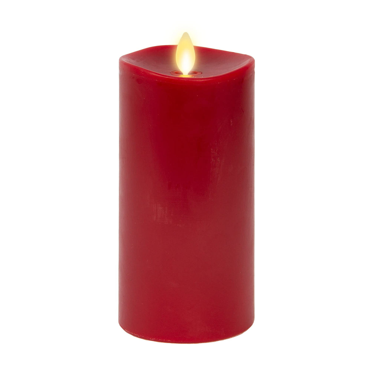 Luminara Flameless Flickering Melted Edge 3" x 6.5" Candle, Battery Operated & Timer Function, Remote Ready (Sold Separately), Unscented Paraffin Burgundy Wax LED Light Pillar, Christmas Holiday Décor