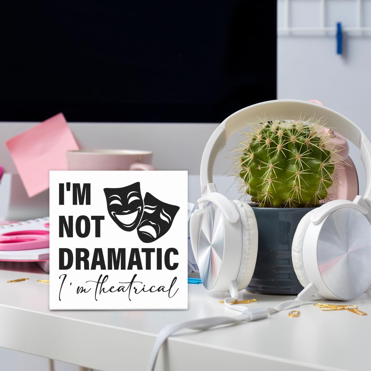 Theater Gifts Broadway Gifts for Directors Actors Music Teachers Musicians Drama Student, Musical Theater Wooden Box Sign for Home Cubicle Shelf Table Desk