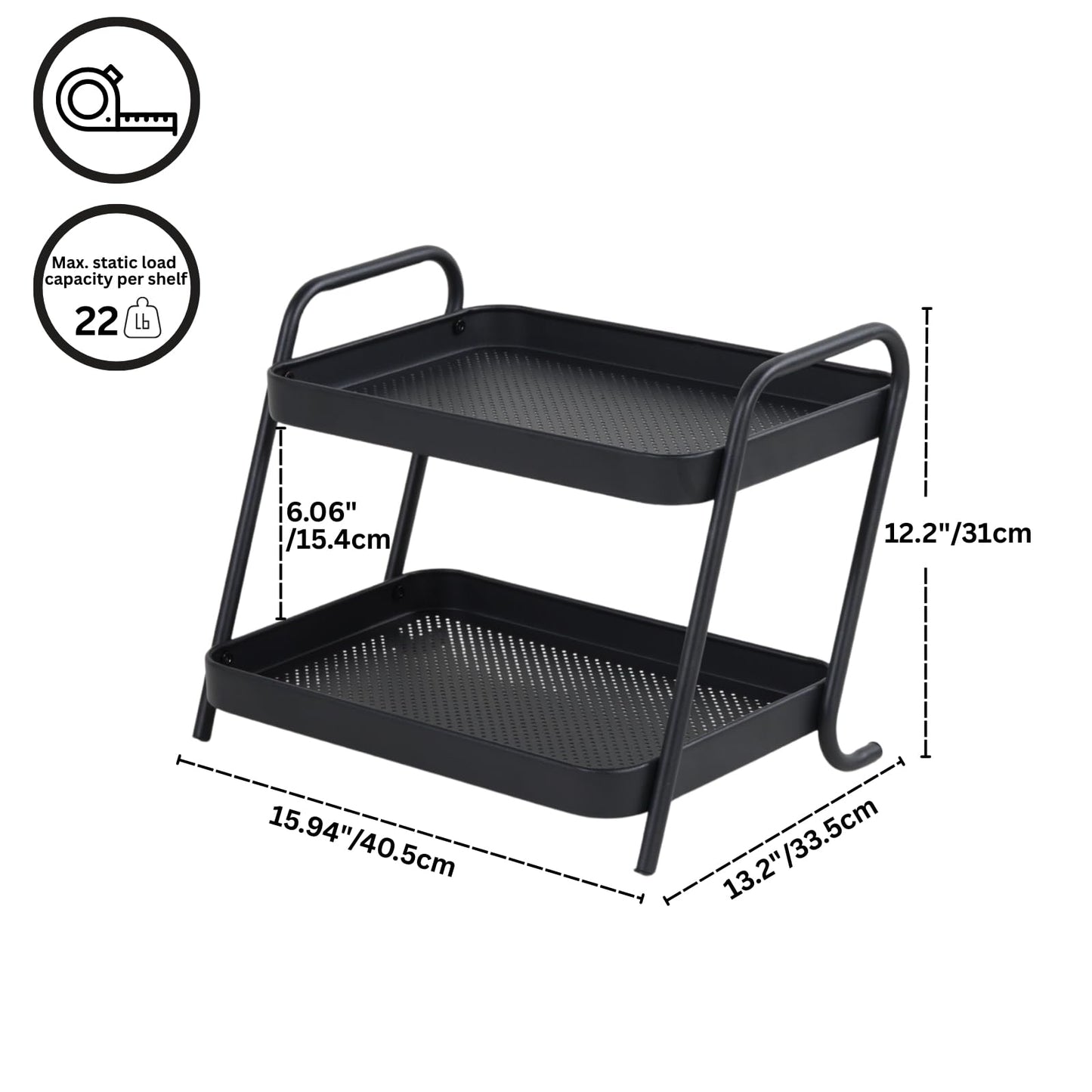 NobleForm 2-Tier Desk Organizer Multifunctional Storage Shelves for Office, Dresser, Kitchen, Stylish Organizer for Cosmetics, Office Supplies, Food, Compact, Durable, Space-Saving Design for Women