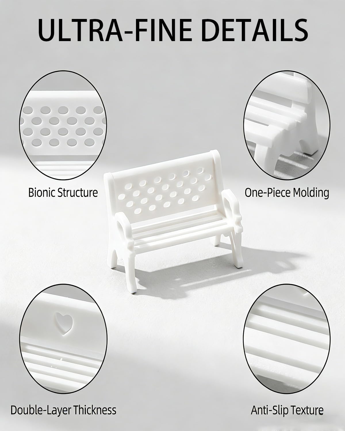 11Pcs 1:12 Scale Dollhouse Park Bench Furniture Set, Mini Park Scene Decor Ornaments for Adult Hobbyist & Micro Scene Collection (11Chairs)