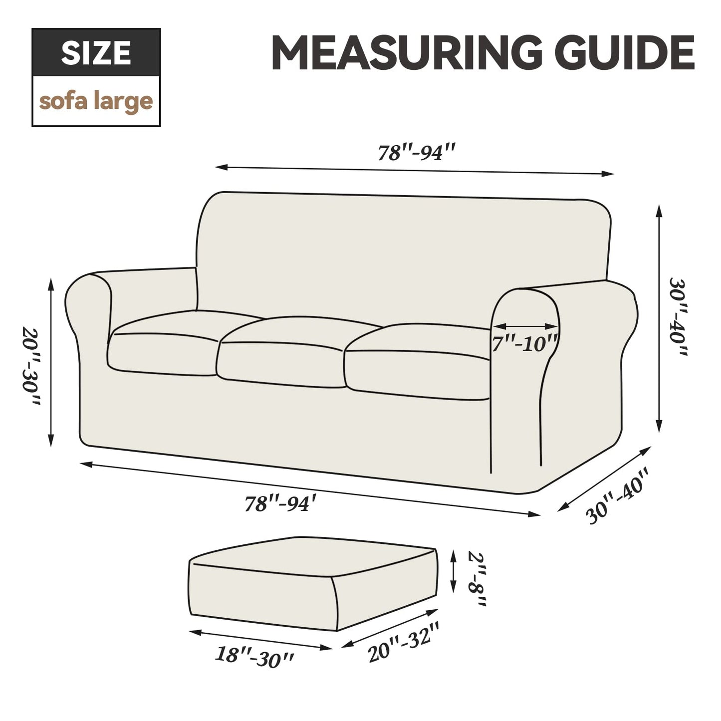 WEERRW 4 Pieces Velvet High Stretch Couch Covers for 3 Cushion Sofa Slipcovers, Washable Furniture Protector with Non Slip Elastic Bottom, Feature Soft and Thick Plush Fabric, Dark Grey, Large