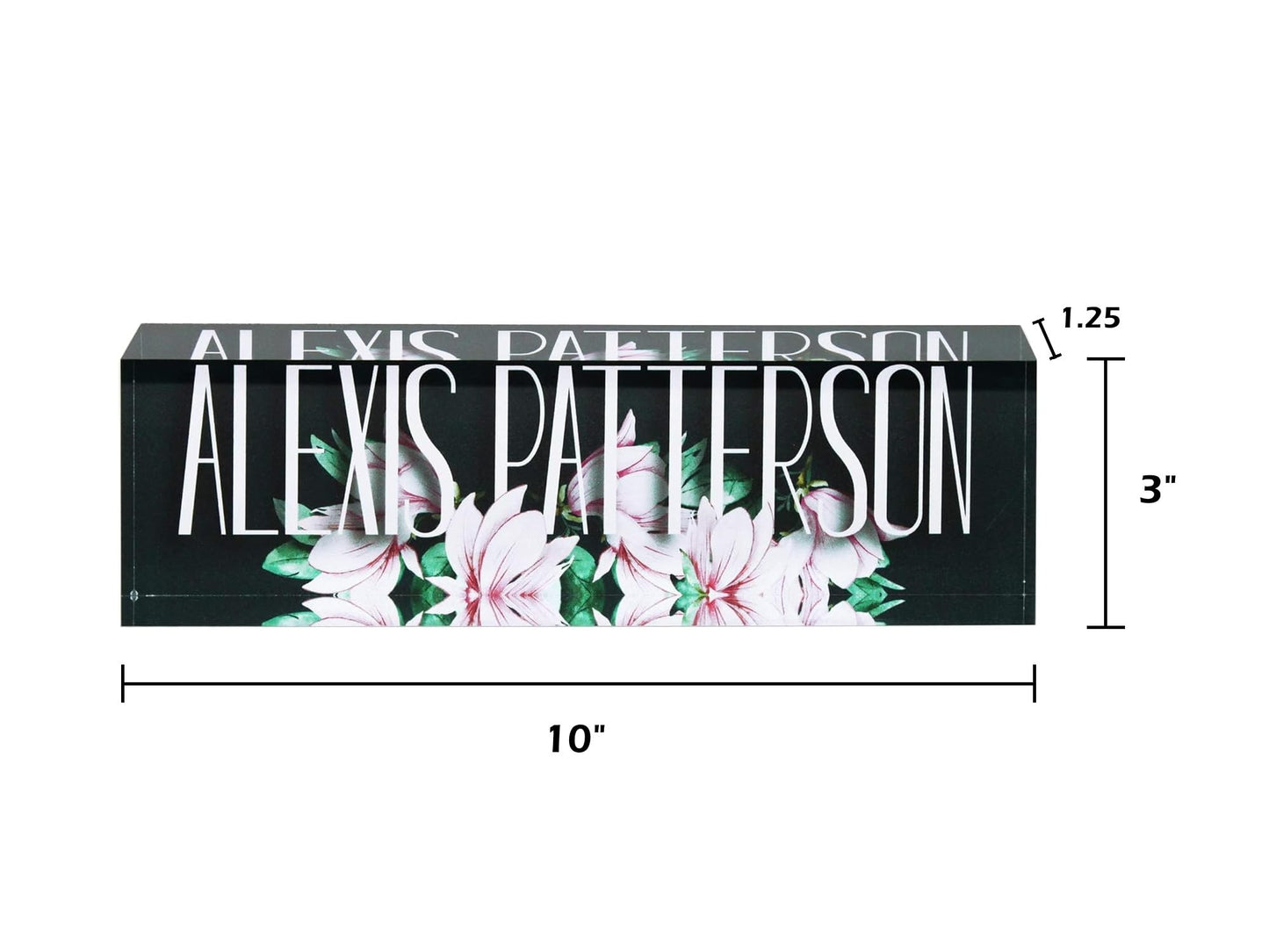 Infusion Personalized Office Desk Name Plate Acrylic Glass Block (10 x 3 x 1.25", Winter Serenity)