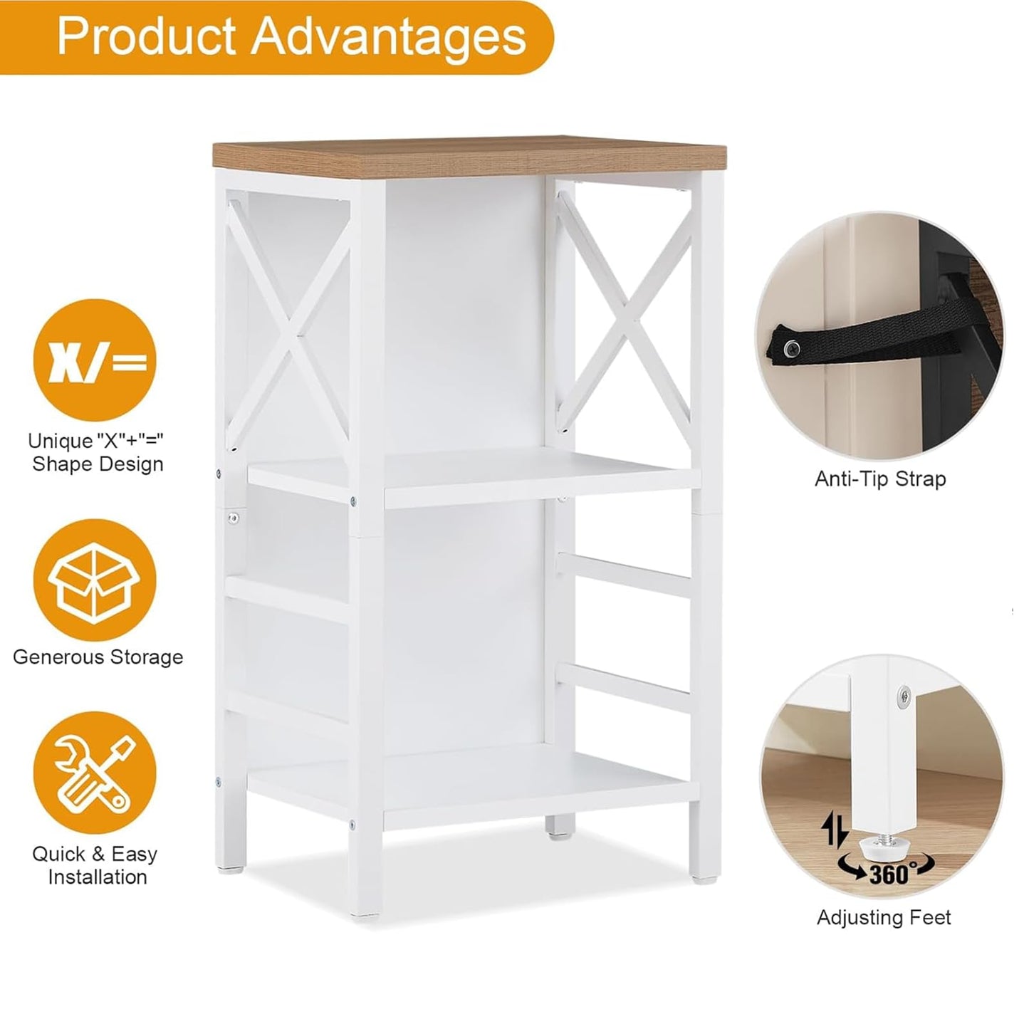 MNEETRUNG Small Bookshelf,3 Tier Industrial Bookcase with Metal Frame and Backboard,Low White Book Shelf,Book case for Small Spaces,Living Room,Bedroom and Home Office