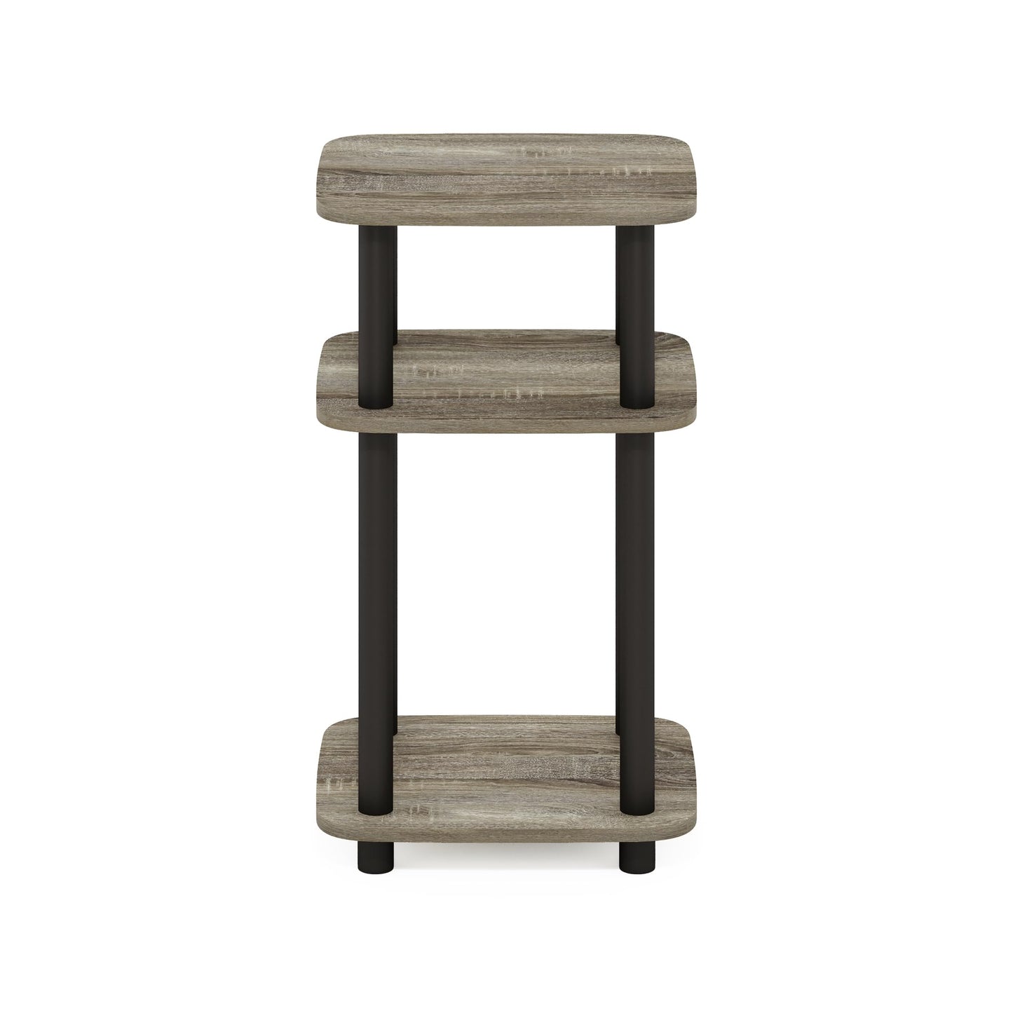 Furinno JUST Night Stand, 3-Tier Turn-N-Tube Nightstand with Open Shelf, Round Curve Corner Side Table, End Table, Easy Assembly, for Living Room, Bedroom, French Oak