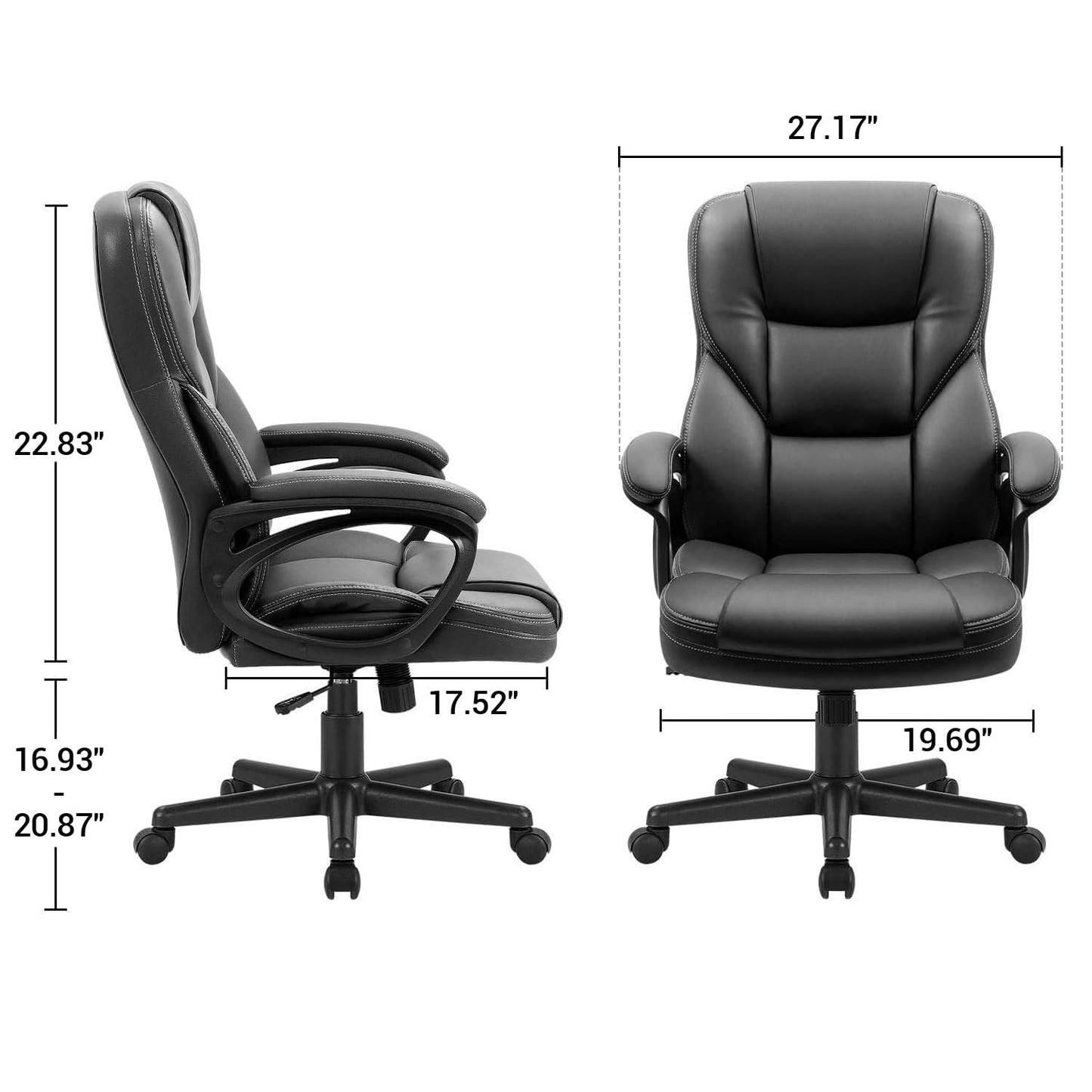 Furmax Office Executive Chair High Back Adjustable Managerial Home Desk Chair, Swivel Computer PU Leather Chair with Lumbar Support