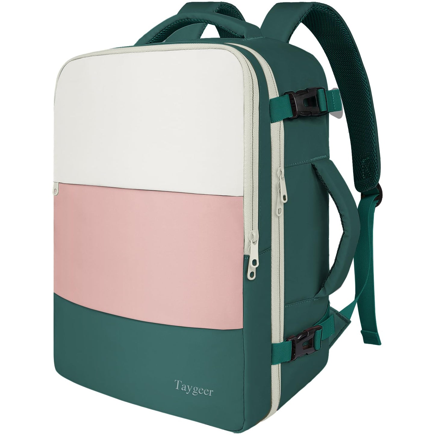 Taygeer Carry On Backpack, 35l Travel Backpack for Women Airline Approved, Cute Underseat Personal Item Travel Bag With Shoe Compartment, Casual Daypack Gifts for Friend Weekend, Beige Peacock Pink
