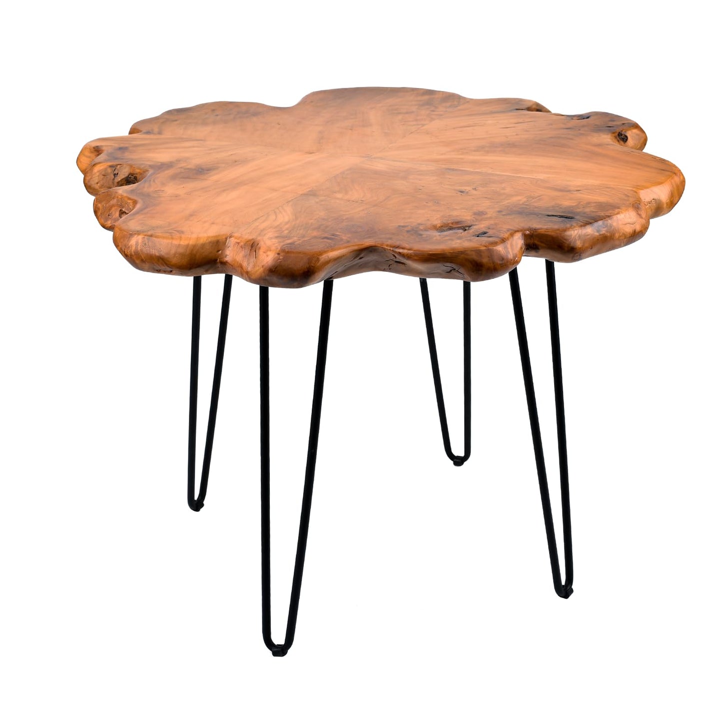 GJRIEFD 27.5 Inch Live Edge Side Table, Wood Small End Table with Waterproof, Rustic Accent Table Unique for Living Room, Bedroom, Home, Freeform