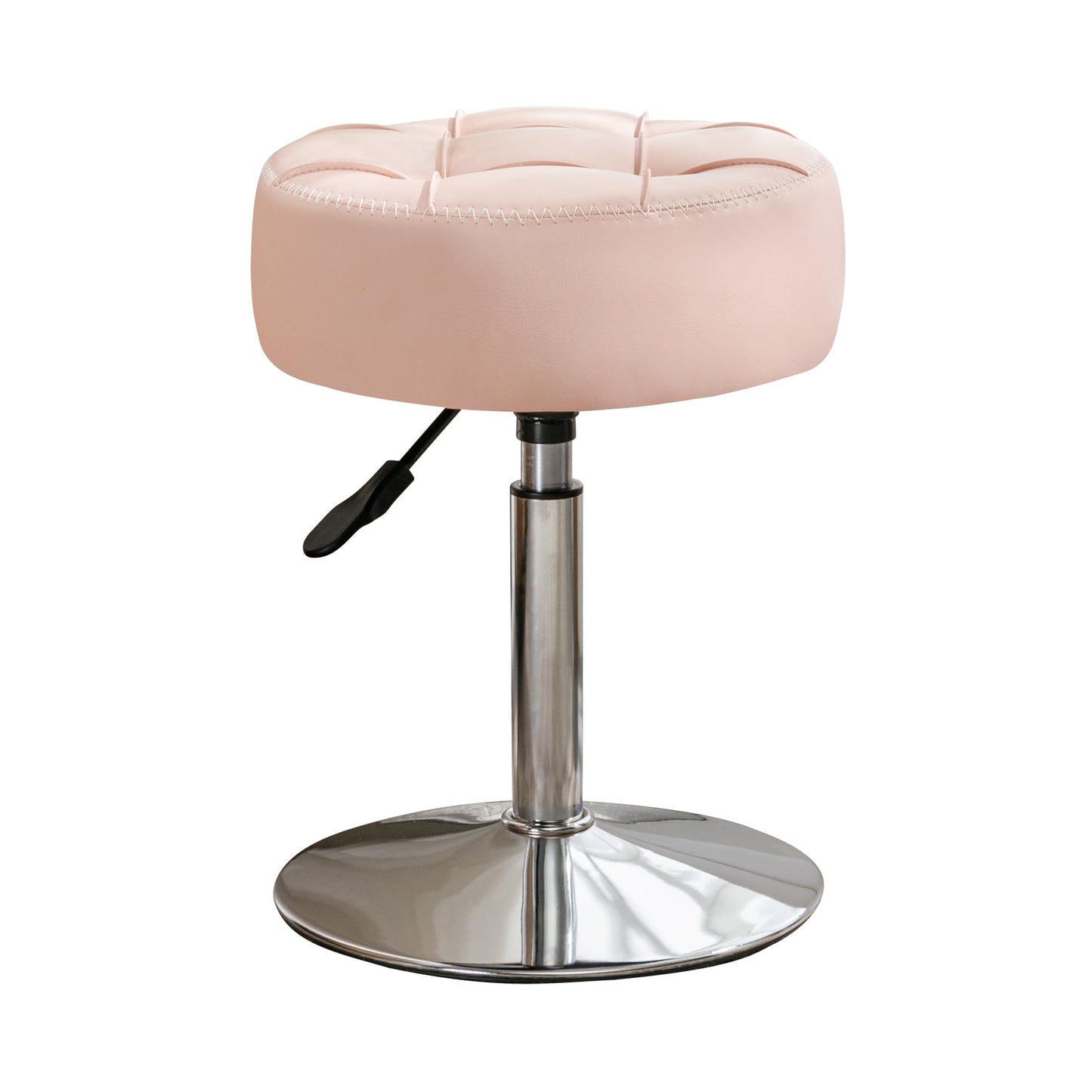LUE BONA Adjustable Vanity Stool, 360°Swivel Vanity Chair for Makeup Room, Pink Stool Chair for Vanity, Small Faux Leather Vanity Stools for Bathroom, Living Room