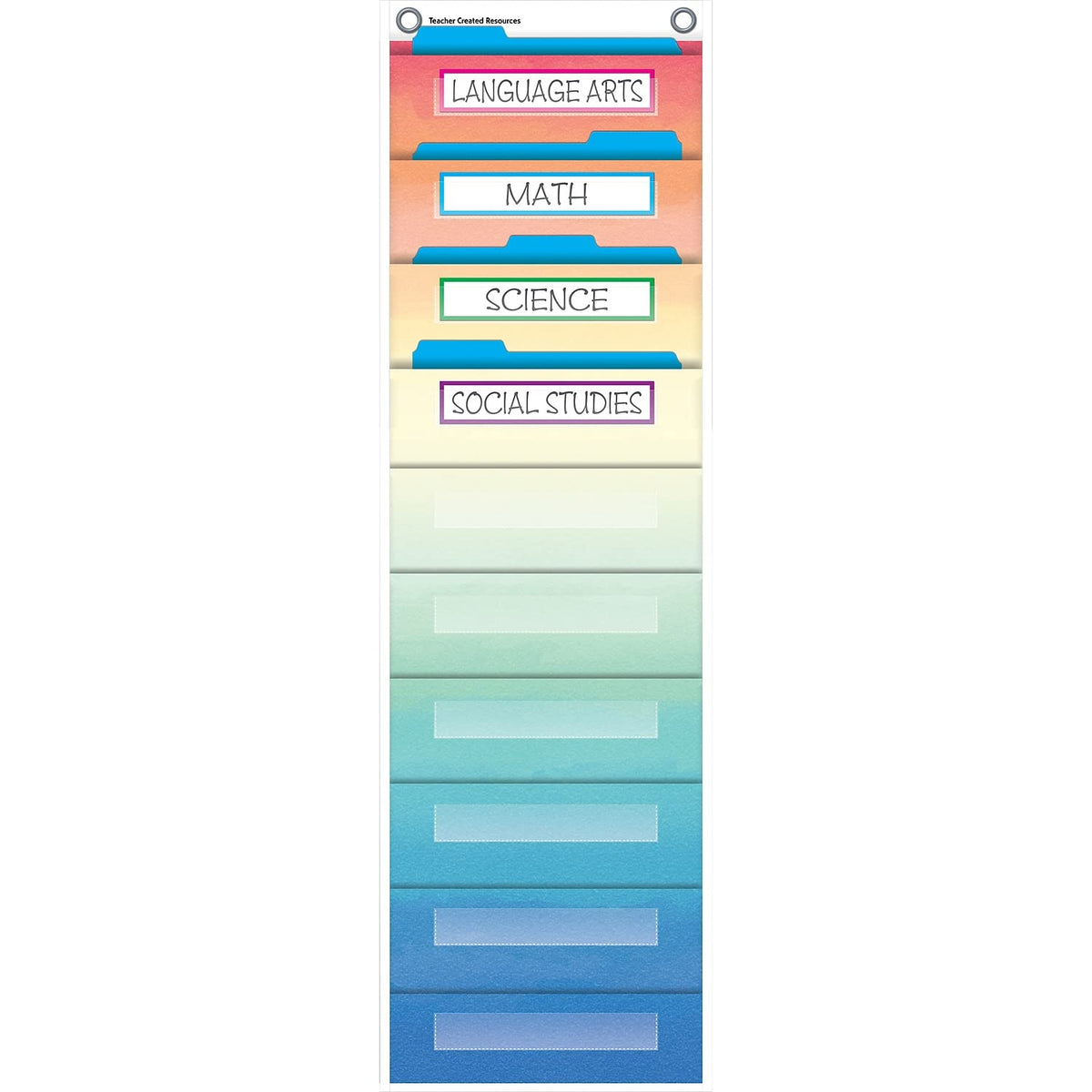 Teacher Watercolor 10 Pocket File Storage Pocket Chart (14'' x 58'')